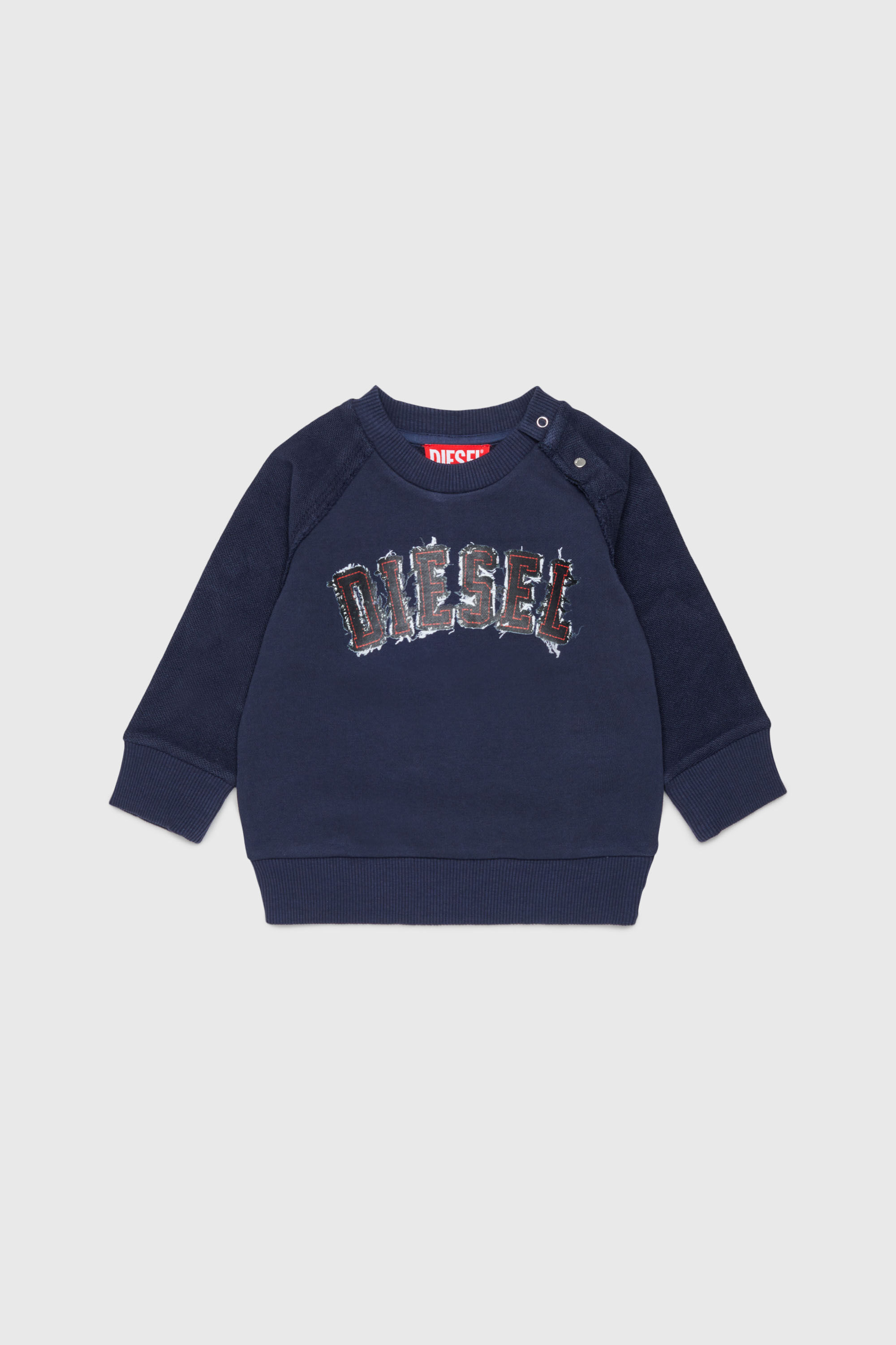 Diesel - SEANSB, Felpa in cotone con logo effetto sfrangiato Uomo in Blu - 1