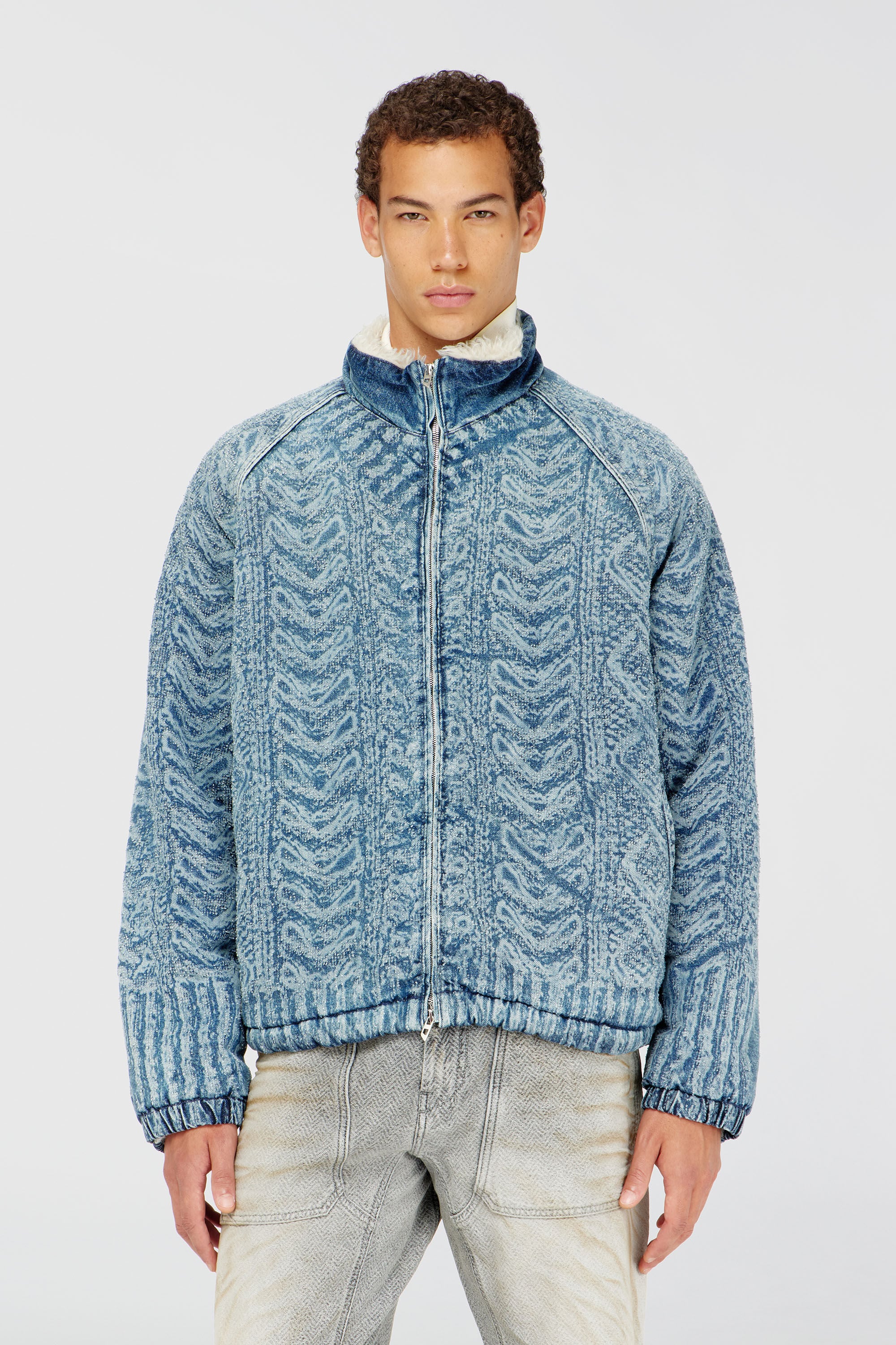 Diesel - D-KRAPS-S, Giacca in denim effetto maglia a trecce Uomo in Blu - 3