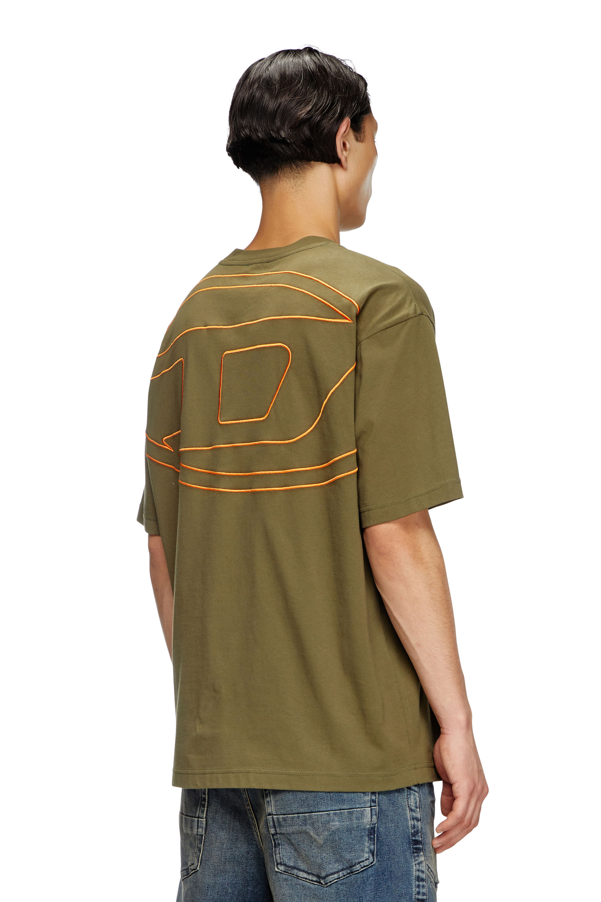 Diesel - T-BOGGY-MEGOVAL-D, T-shirt con maxi-ricamo oval D Uomo in Verde - 4