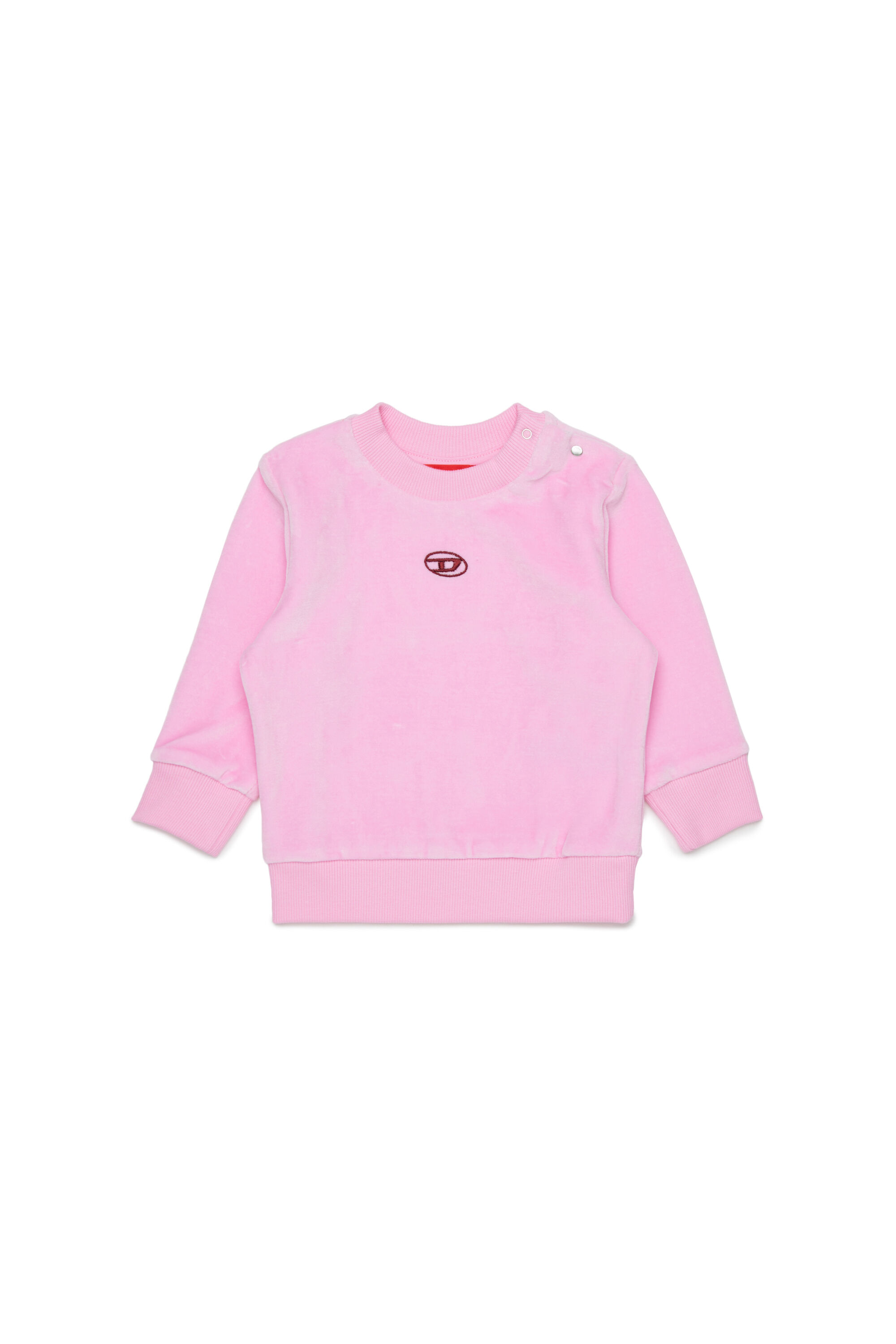 Diesel - SHENIB, Felpa in velluto con ricamo Oval D Uomo in Rosa - 1