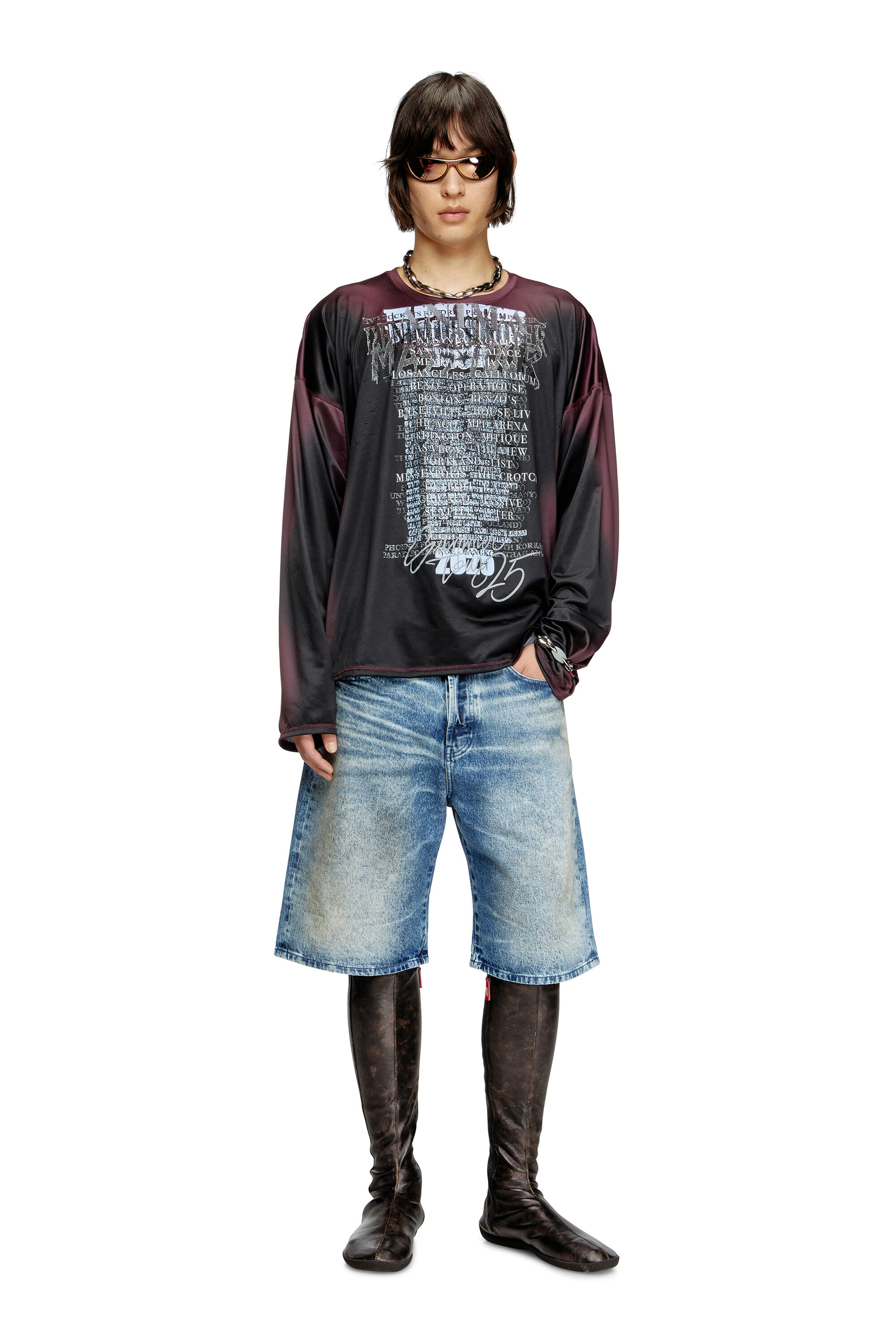 Diesel - D-RIXFORD-S, Short in denim con stampa DJ Uomo in Blu - 1