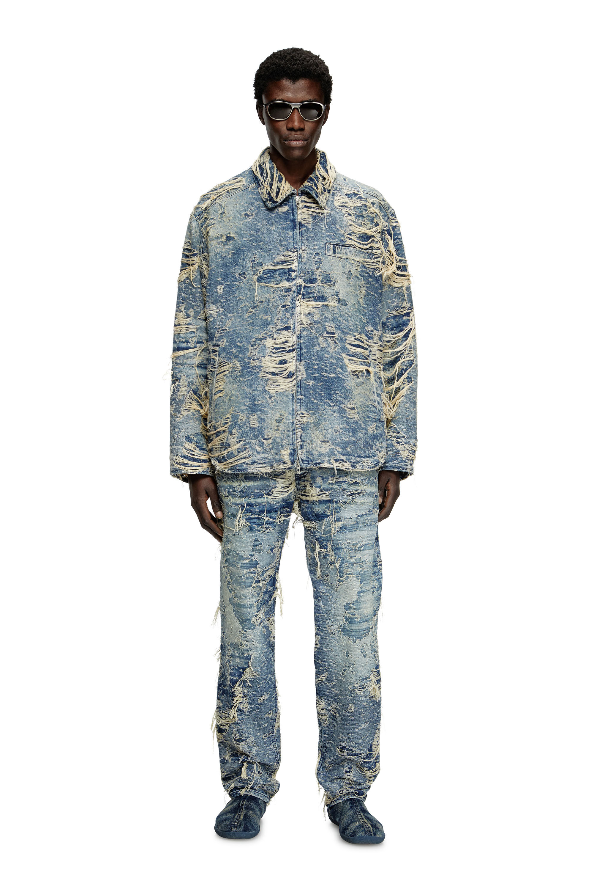 Diesel - D-IVAR-FSG1, Giacca in denim e fili fluttuanti Uomo in Blu - 1