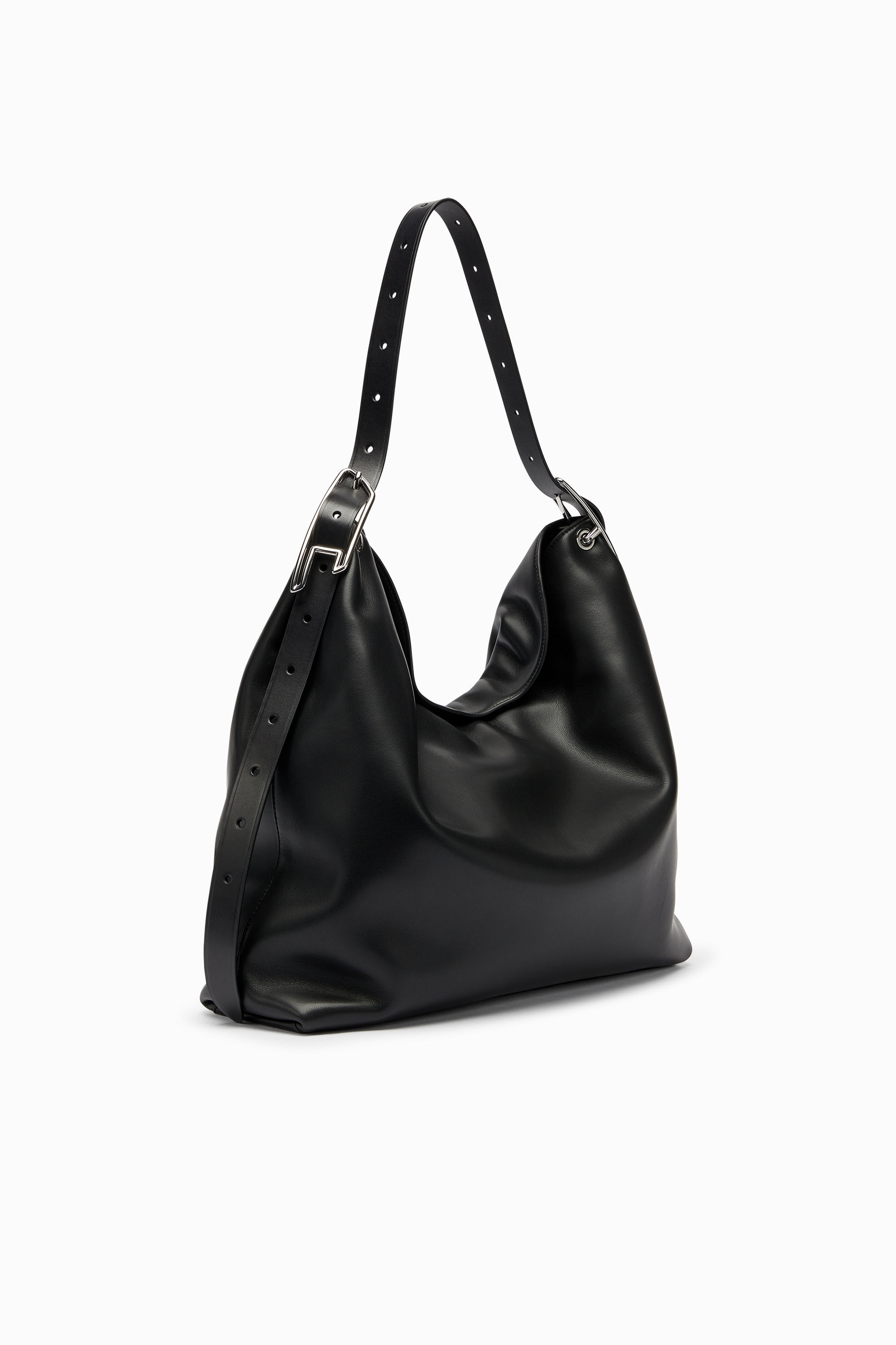Diesel - D-LINE HOBO, D-Line-Borsa hobo in pelle Donna in Nero - 7