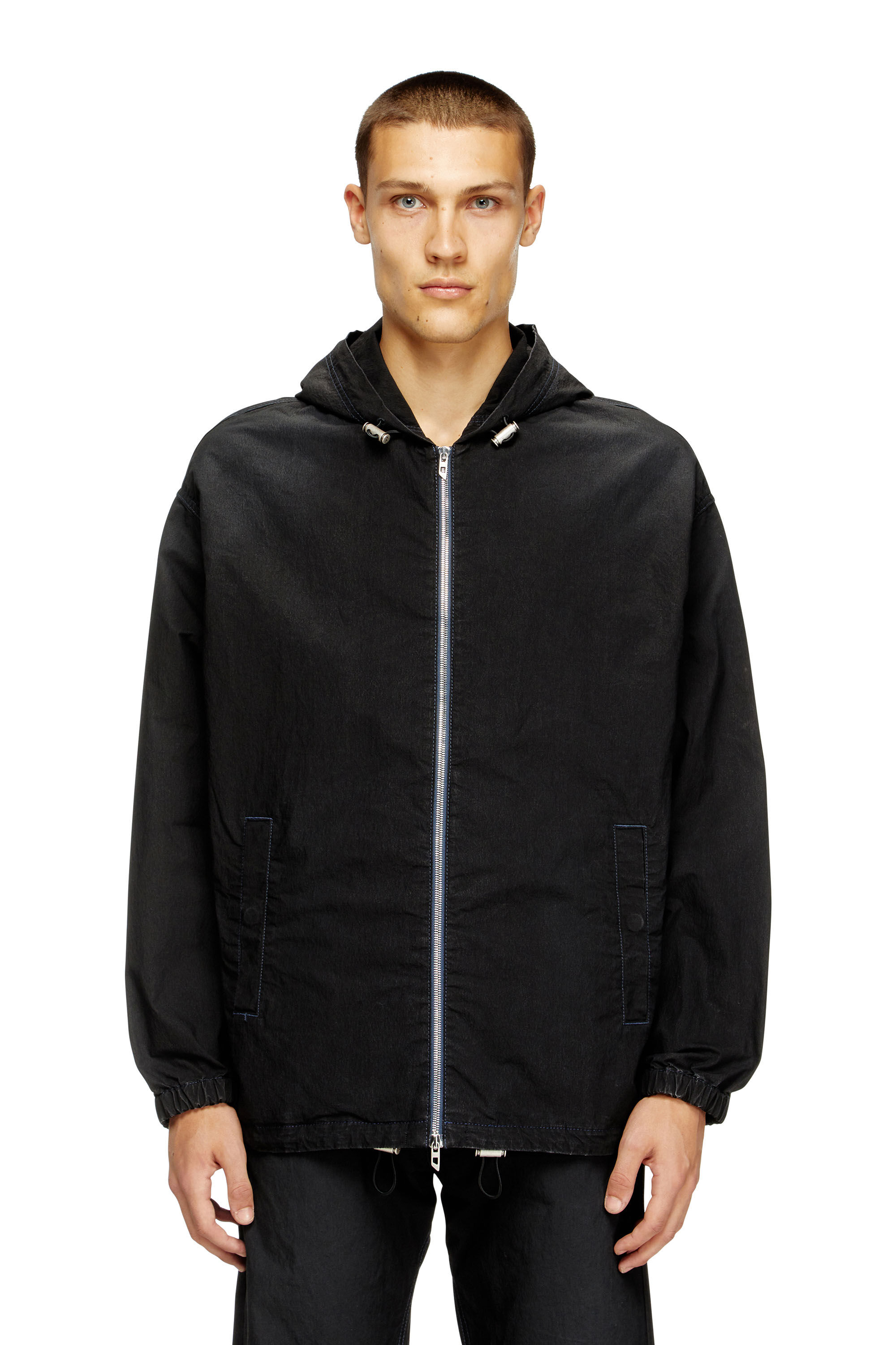 Diesel - D-WYNNY JOGG, Giacca con cappuccio in JoggJeans tecnico Uomo in Nero - 2
