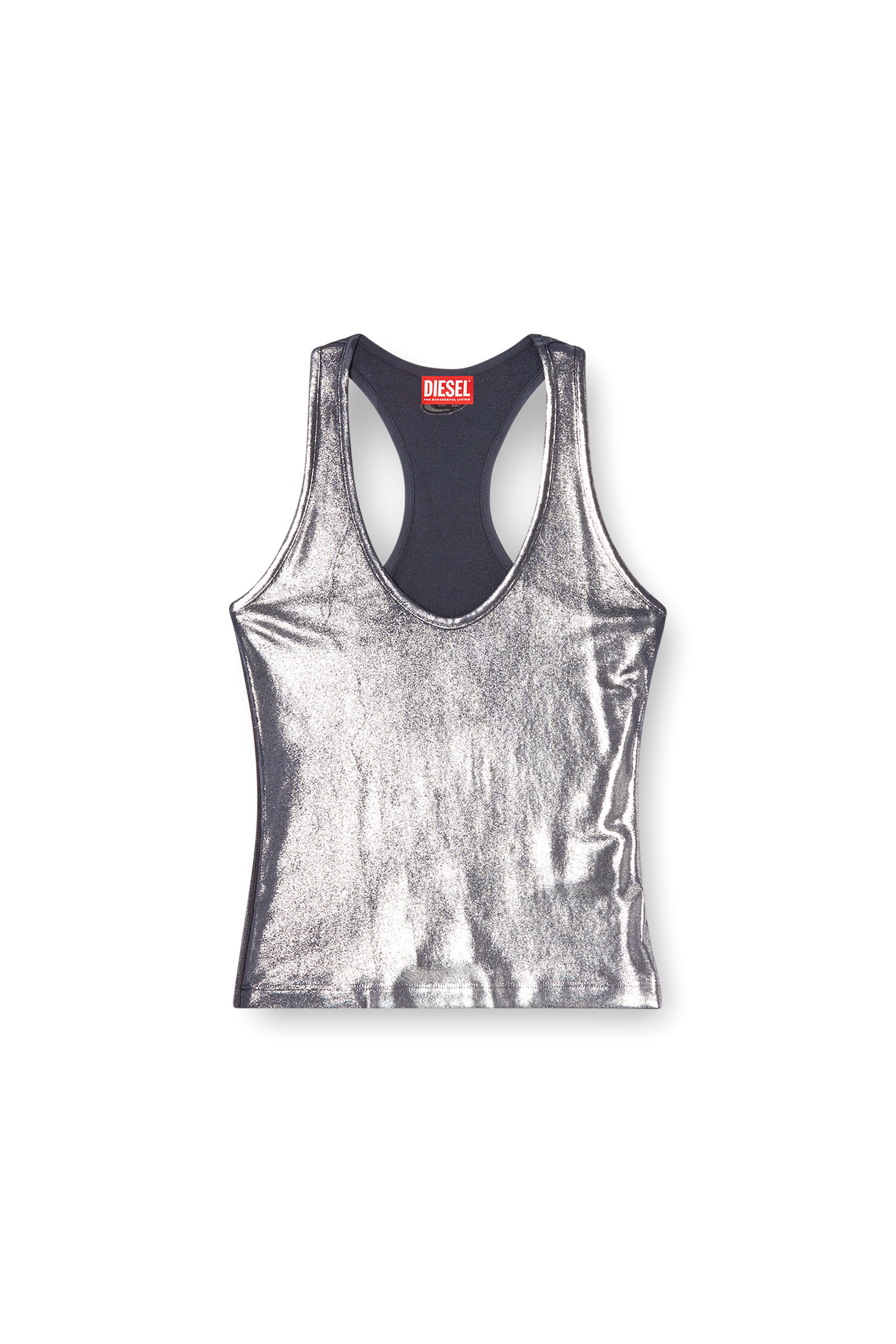 Diesel - T-AMA, Tank top metallizzato Donna in Blu - 2