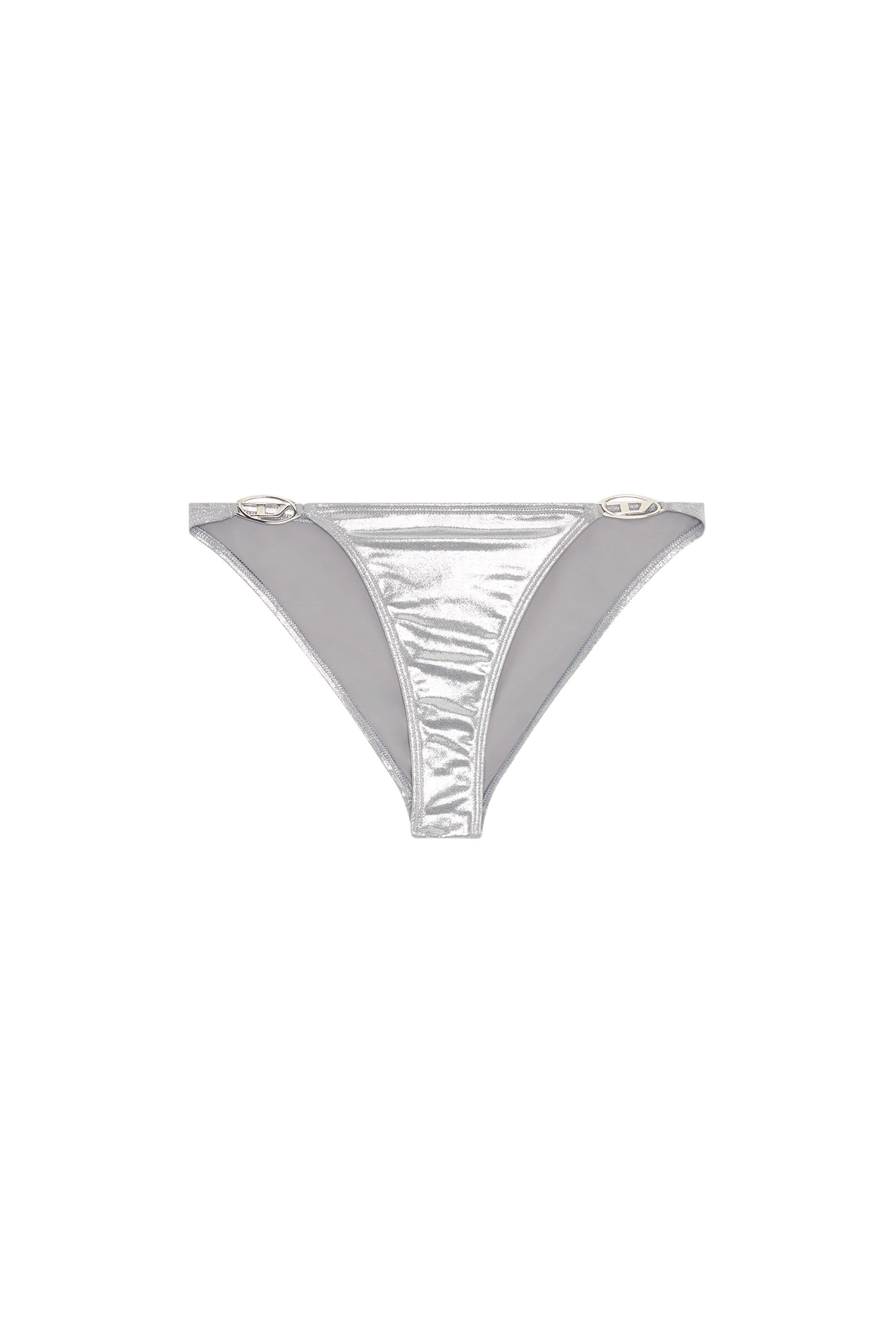 Diesel - BFPN-IRINA-O, Slip mare metallizzati con placca logo Donna in Argento - 4
