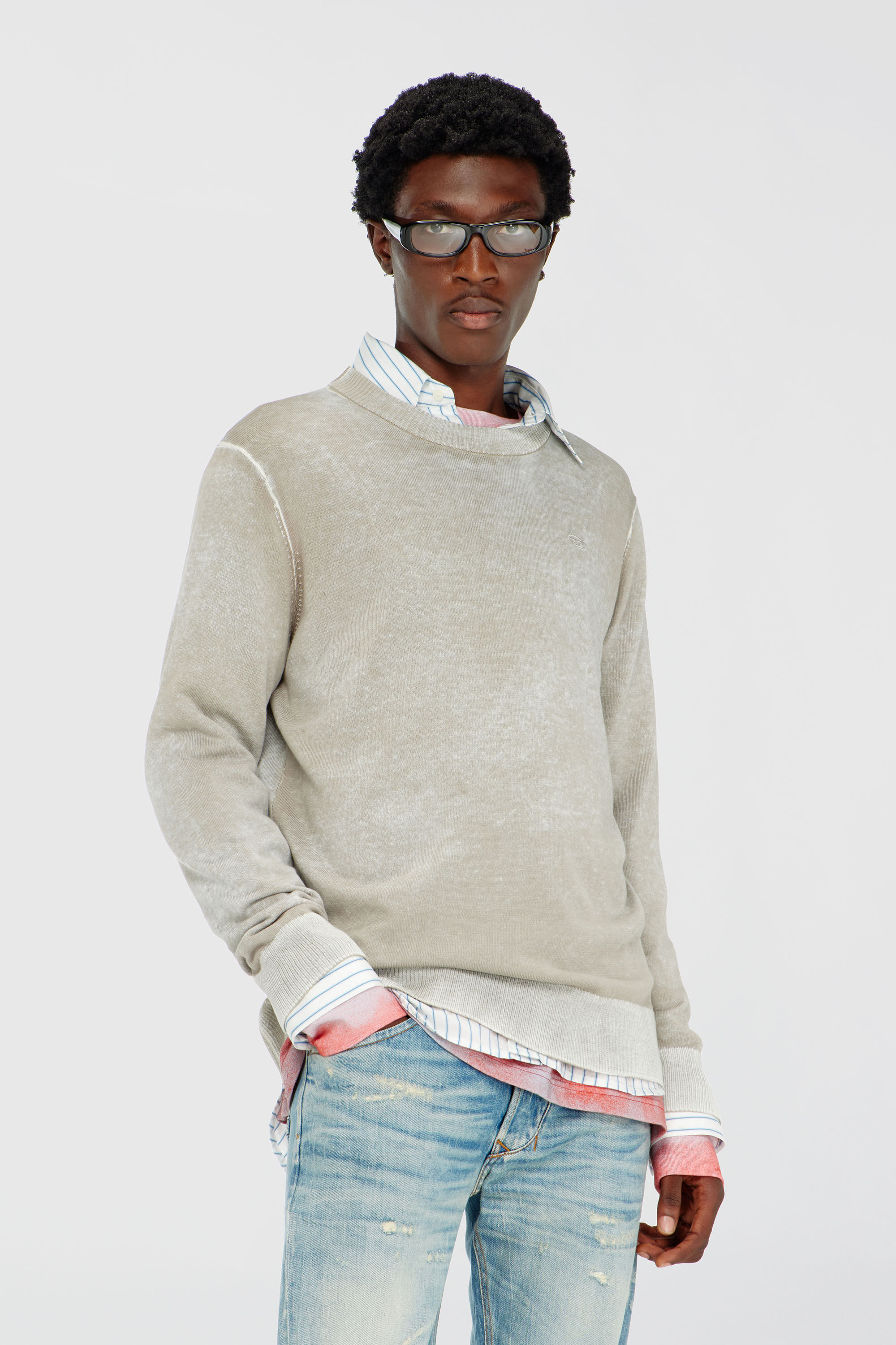 Diesel - K-LAURENT, Maglia con stampa interna sfumata Uomo in Grigio - 3