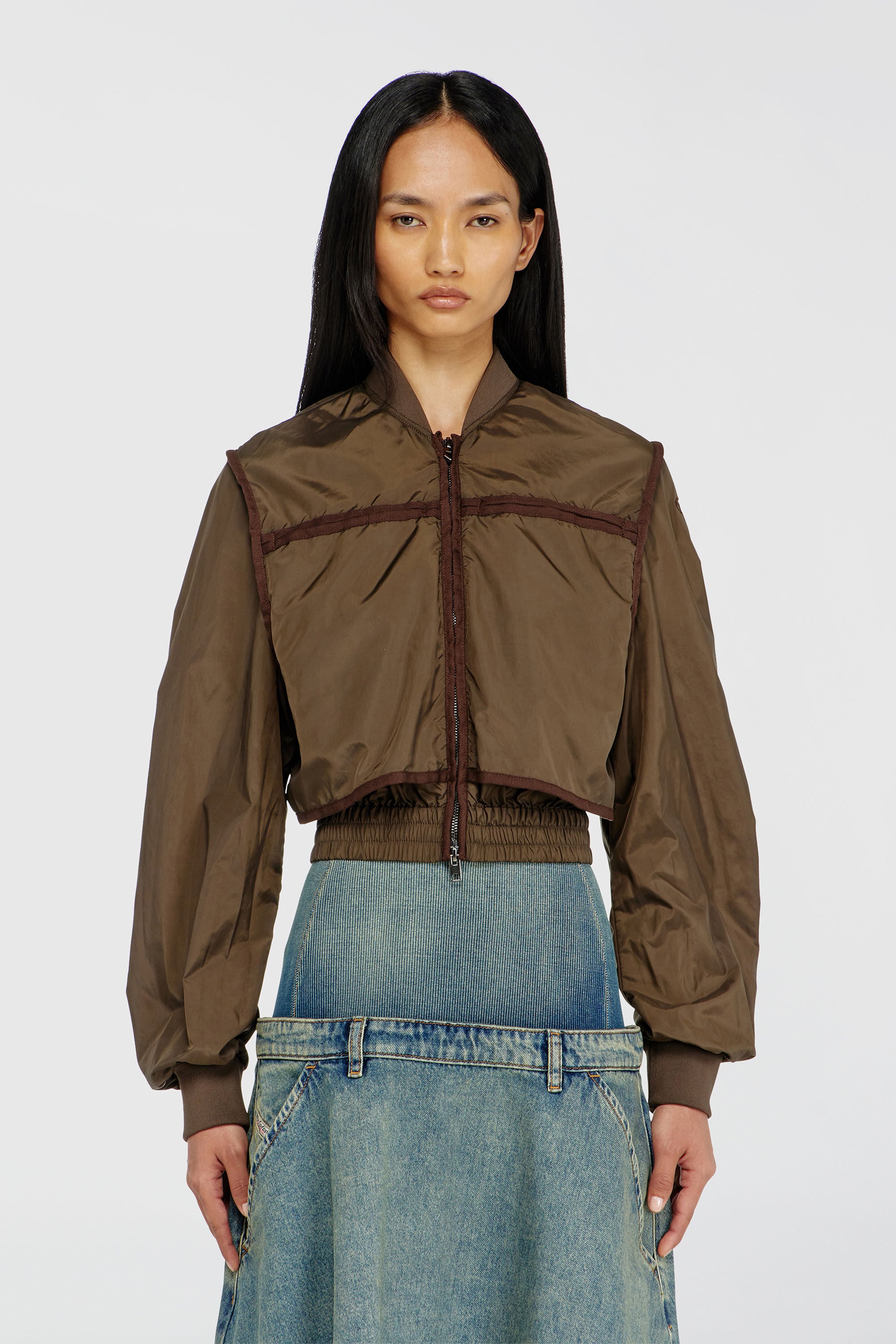 Diesel - G-OTHAM, Woman's Nylon jacket with tonal taping in Brown - 5
