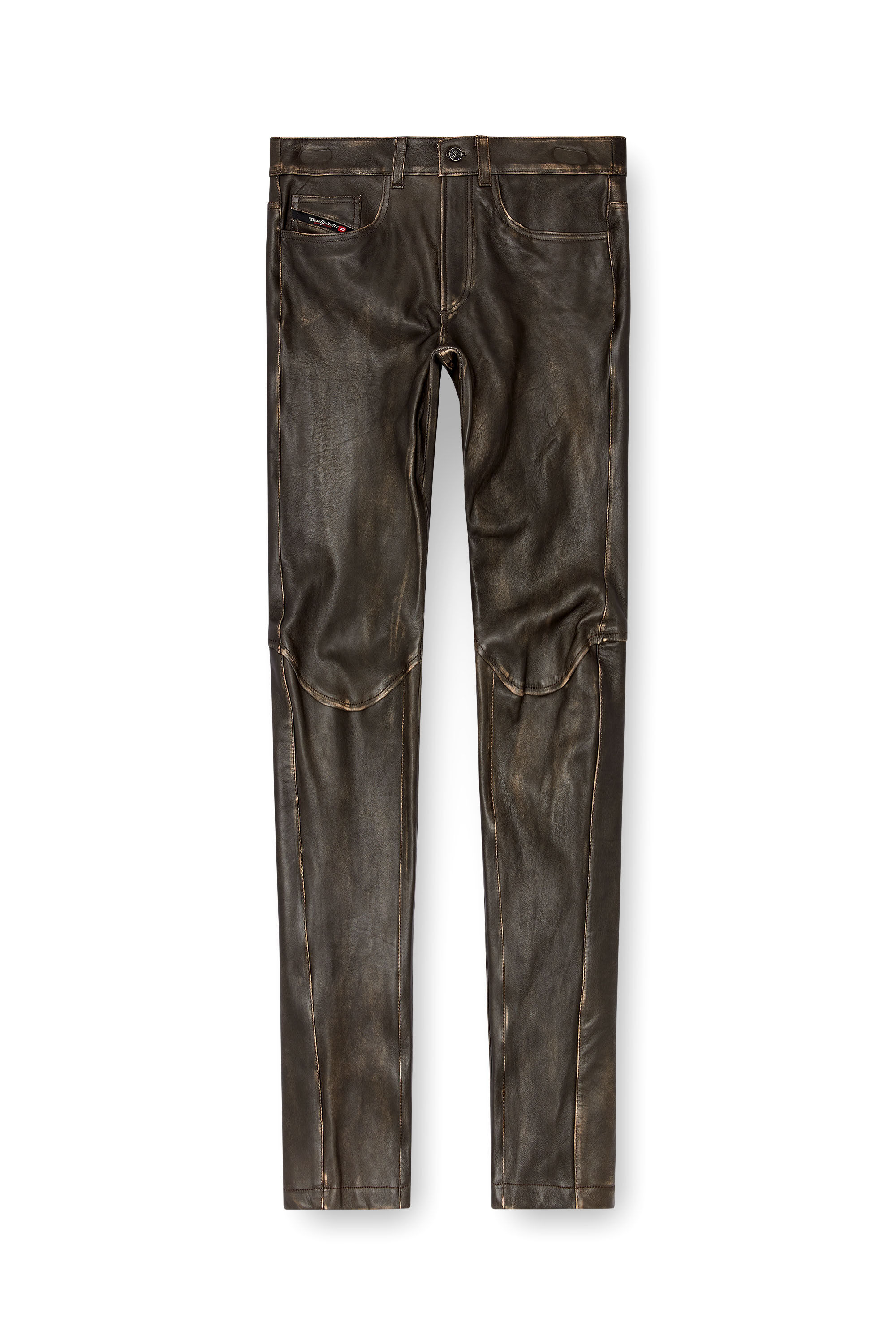 Diesel - P-NASH-LEAT, Pantaloni in pelle distressed Uomo in Nero - 2