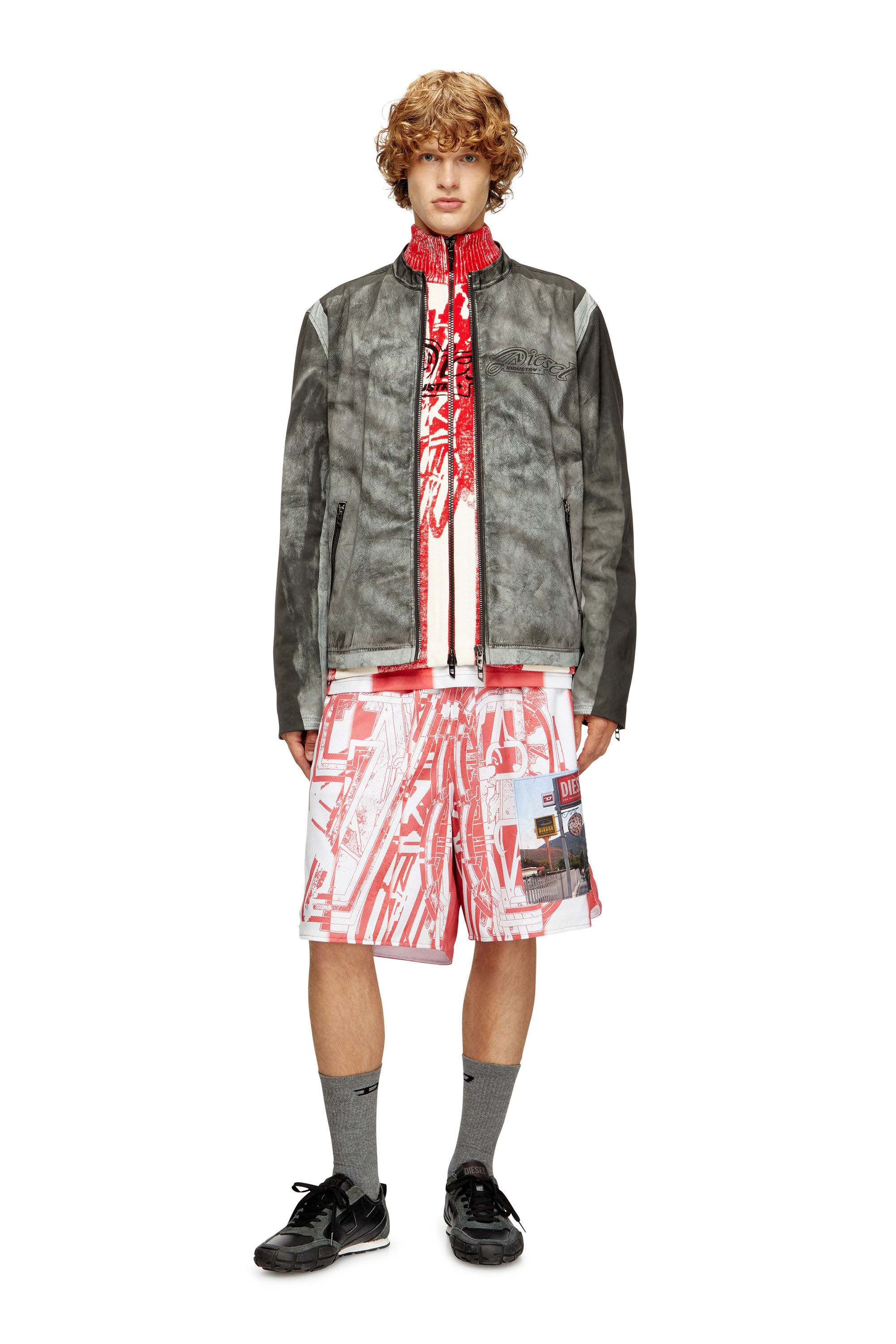 Diesel - P-KURT, Short a righe con patch fotografiche Uomo in ToBeDefined - 1
