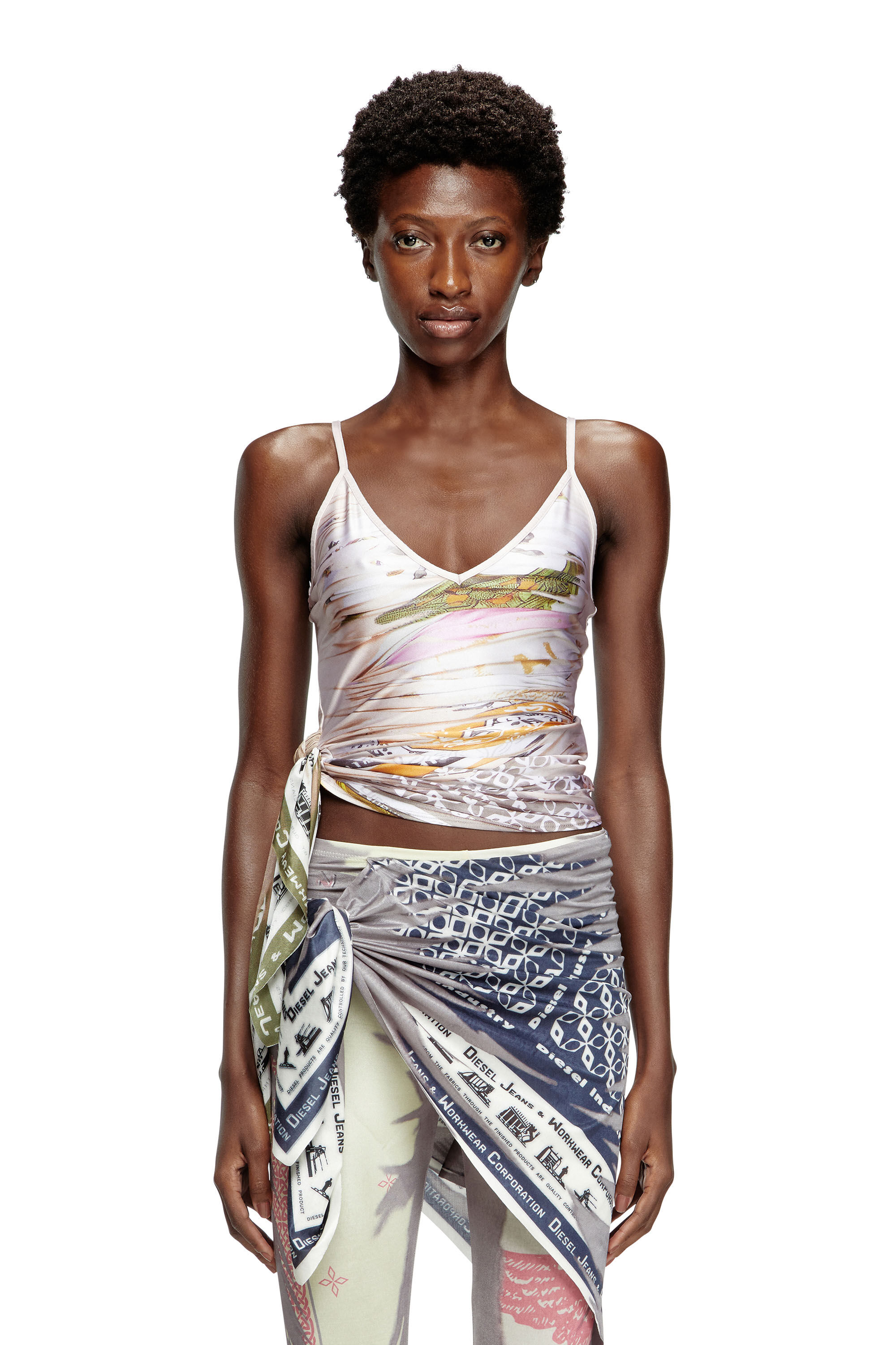 Diesel - T-LOVSKY, Top drappeggiato con nodo bandana Donna in Multicolor - 3