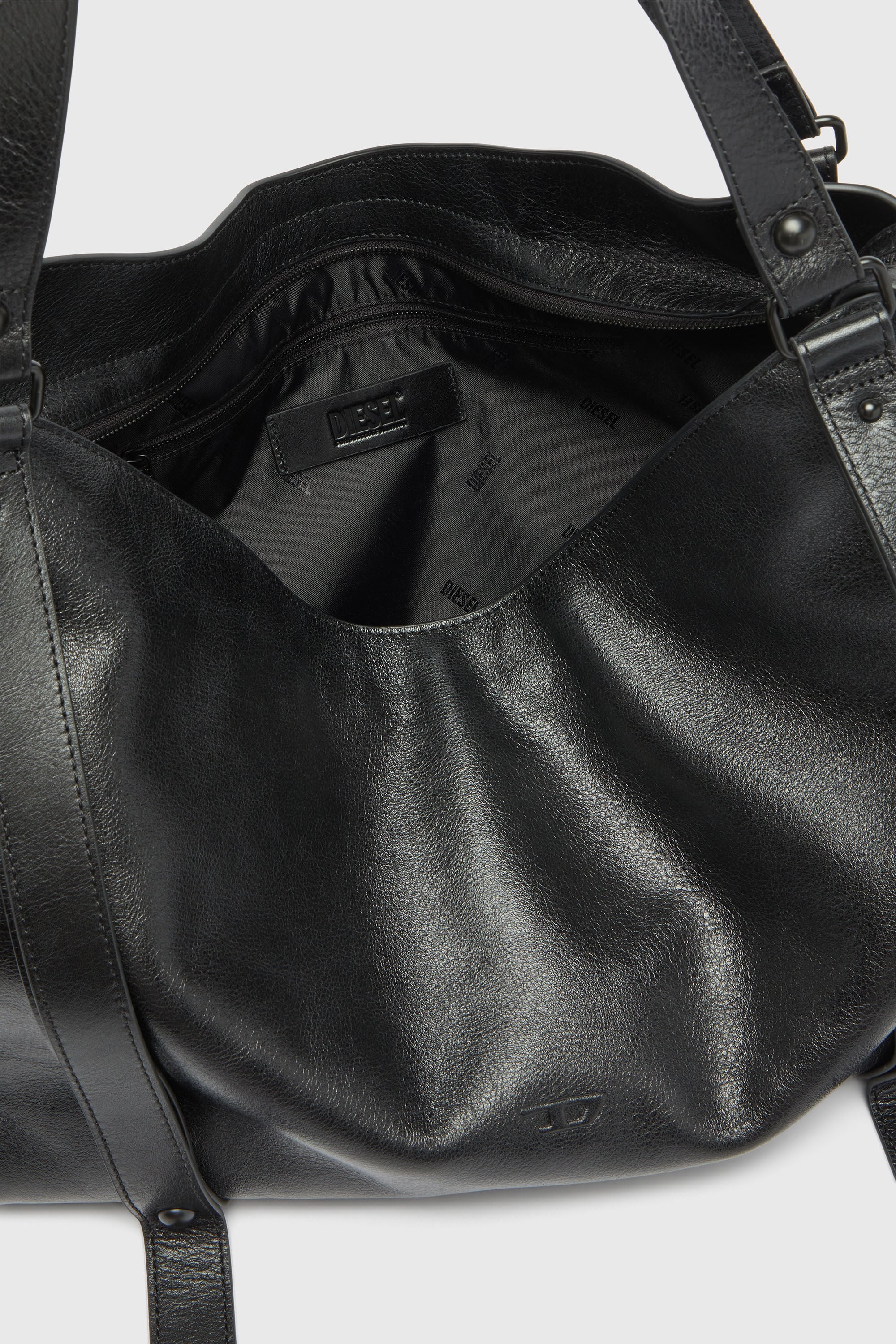 Diesel - D-ONE TOPHANDLE L, Unisex's D-One-Large top-handle bag in leather in Black - 4
