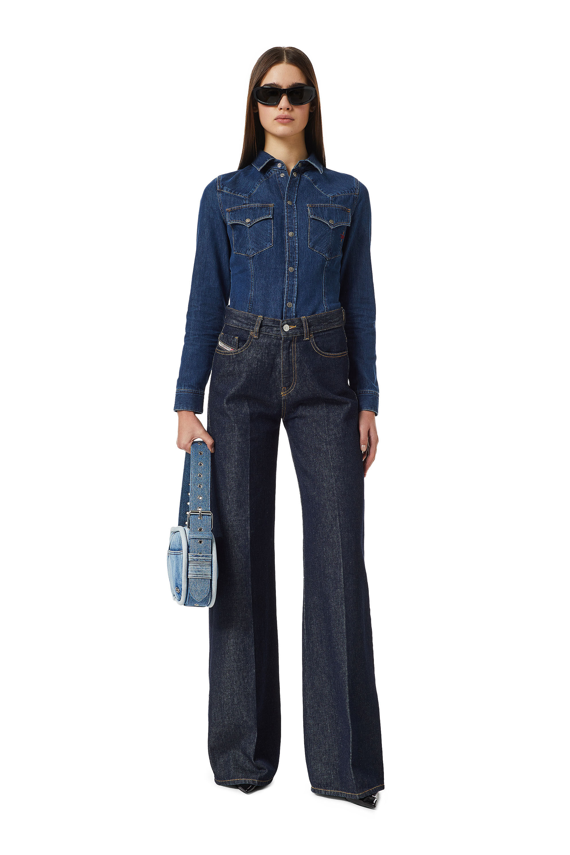 Diesel - 1978 Z9C02 Bootcut and Flare Jeans, Blu Scuro - Image 1