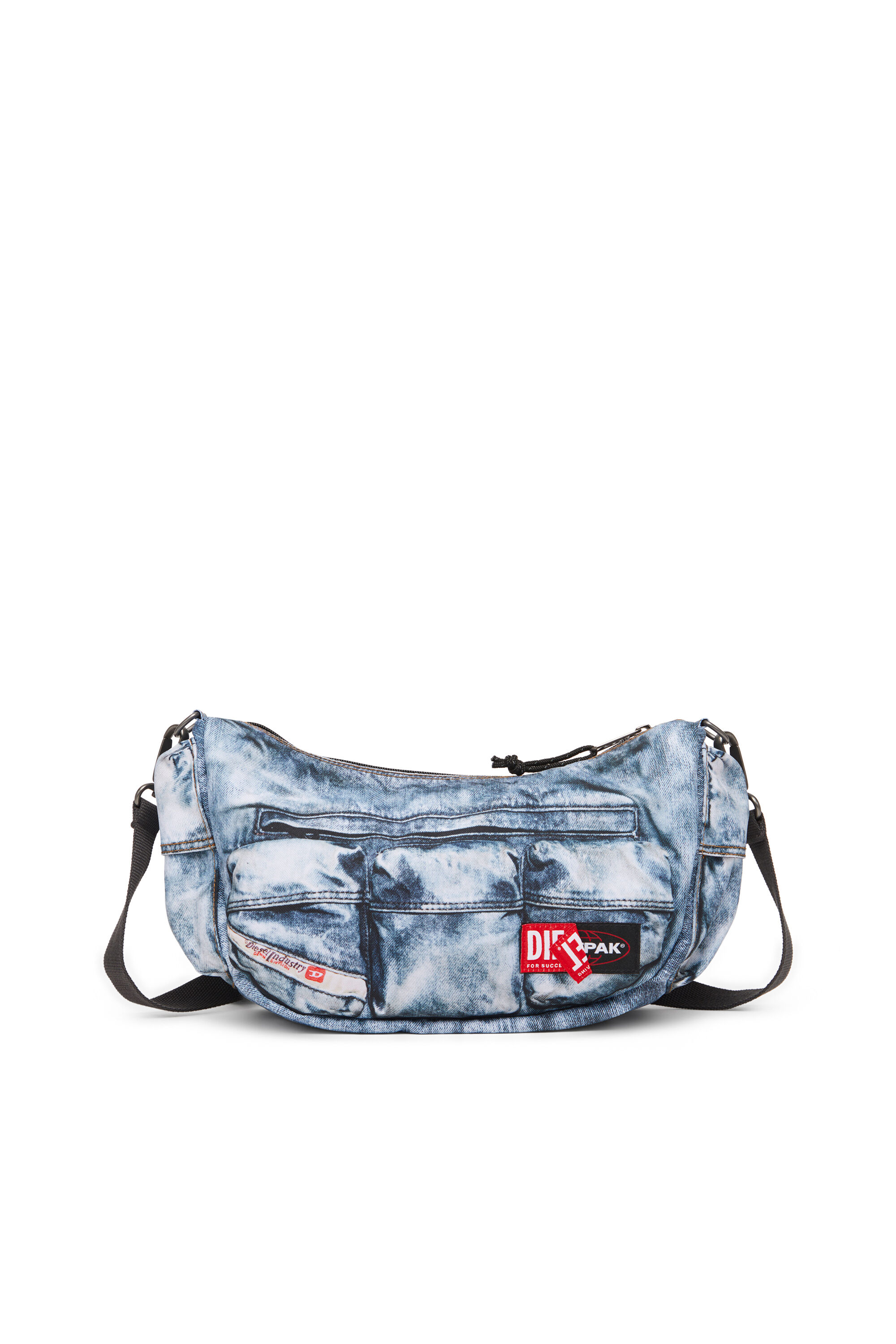 Diesel - DIESEL SHOULDER BAG, Borsa multitasche in denim trompe l'oeil Unisex in Blu - 1