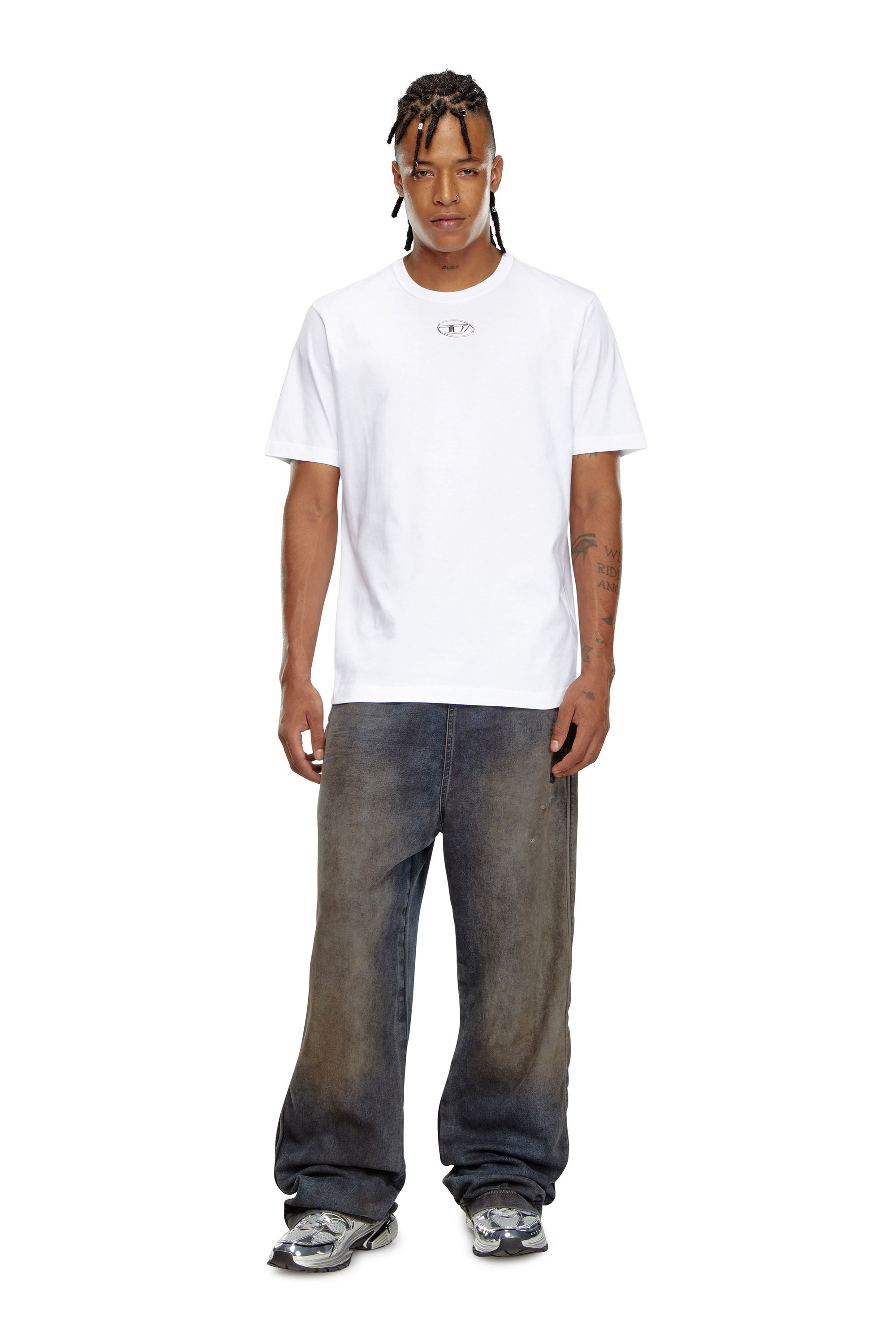 T shirt con logo stampato a iniezione Uomo Bianco Diesel