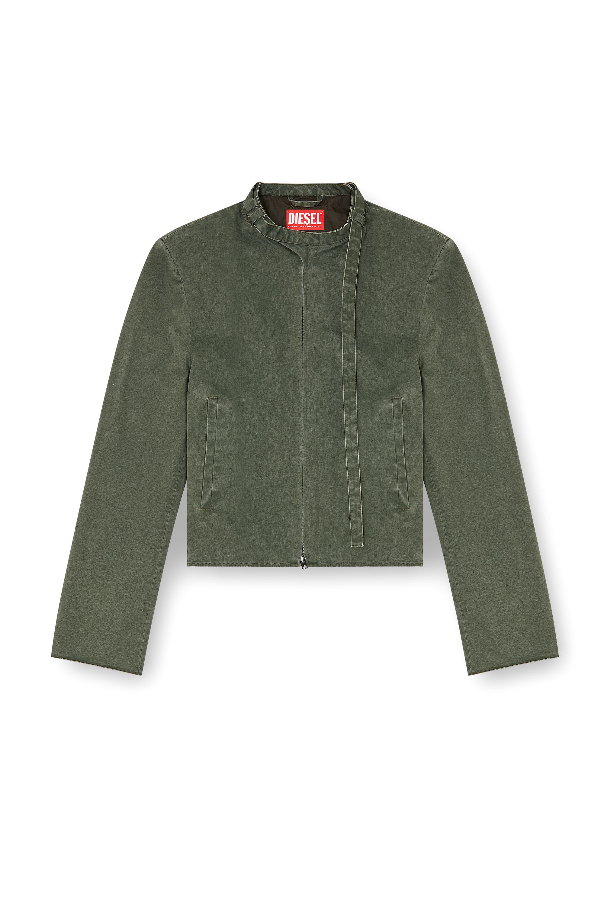 Diesel - J-NURIEL-CO, Giacca in twill di cotone coated con dettagli biker Uomo in Verde - 2