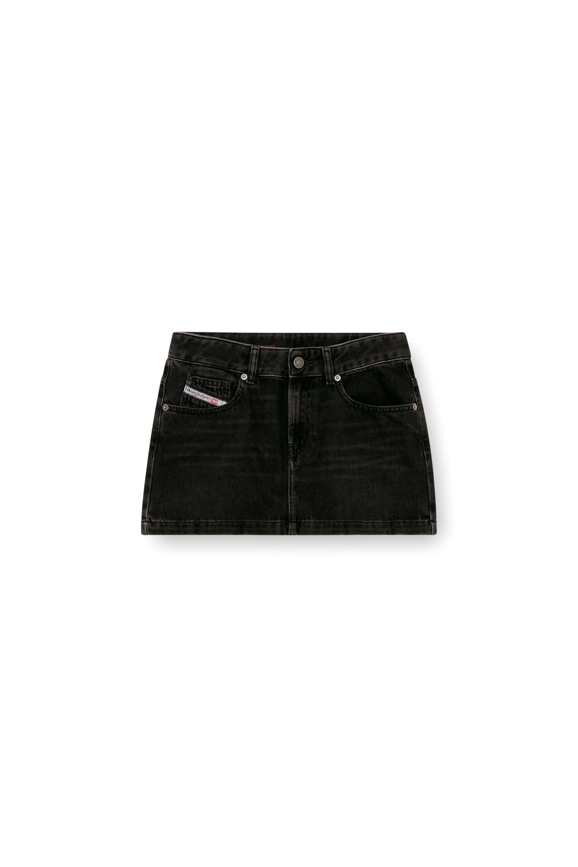 Gonna corta in denim lavaggio clean Donna Nero Diesel