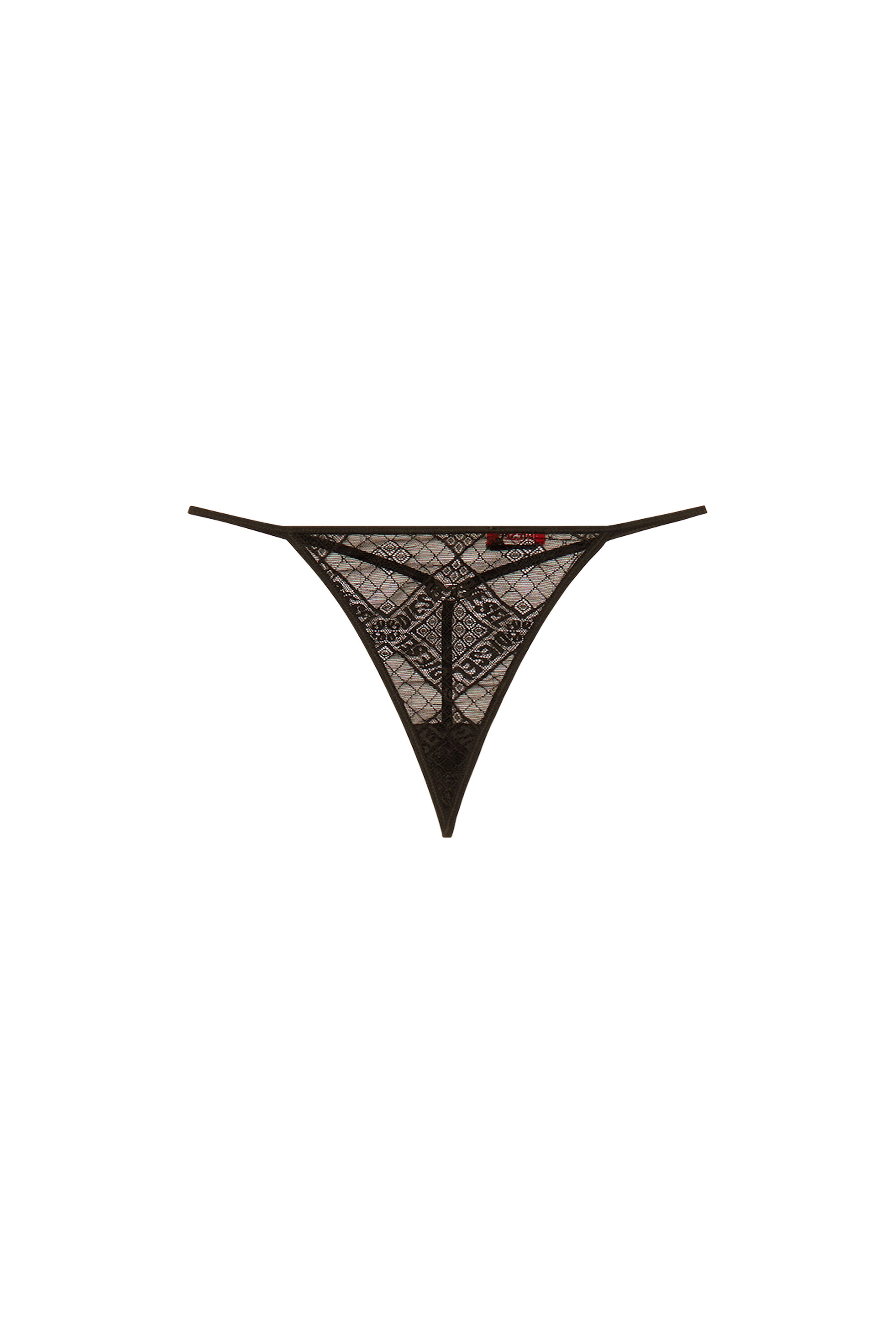 Diesel - UFST-D-STRING, Woman Thong in stretch logo lace in Black - Image 2