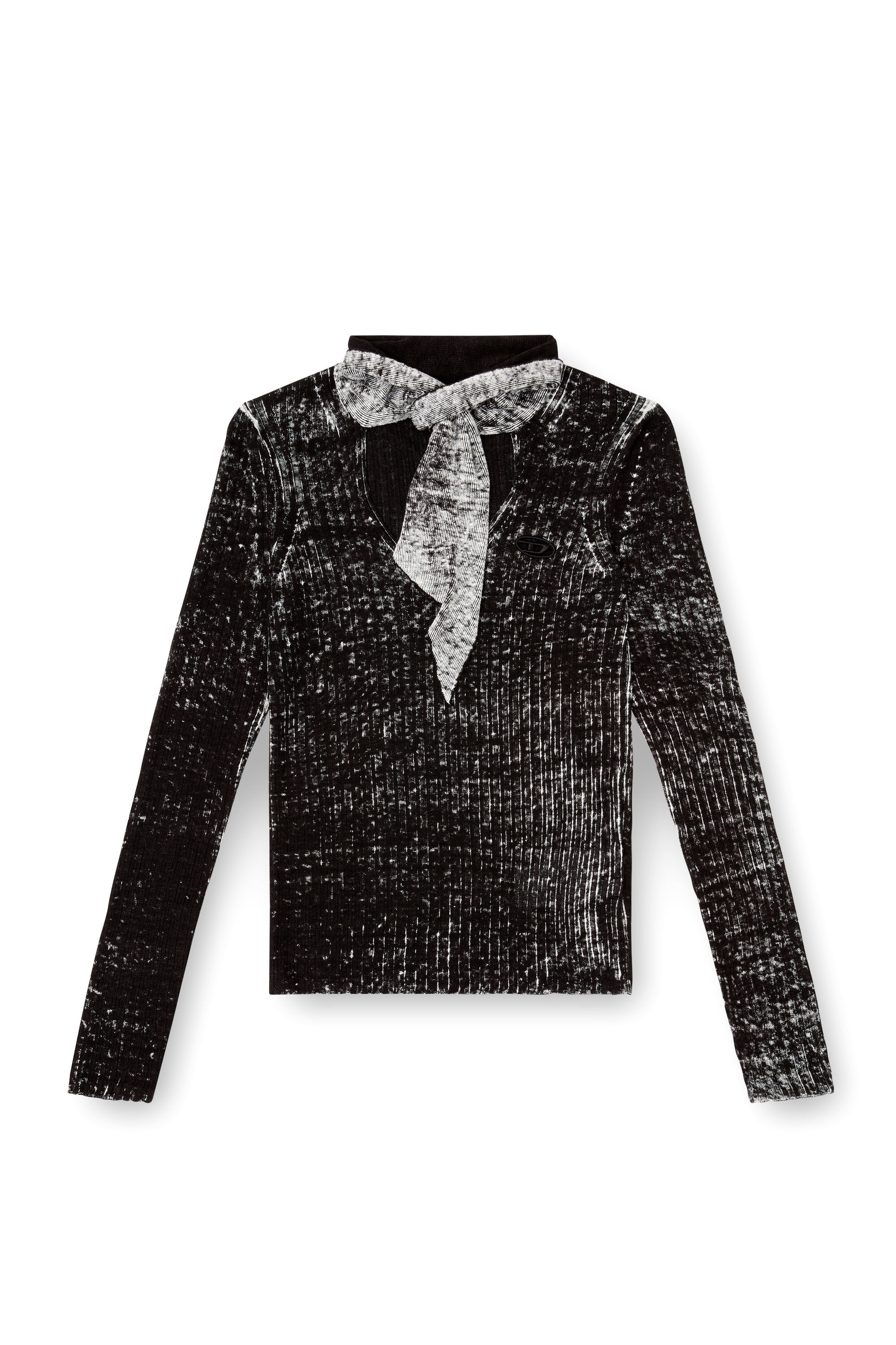 Diesel - M-ELAN, Maglia in lino con nodo e collo a goccia Donna in Nero - 2