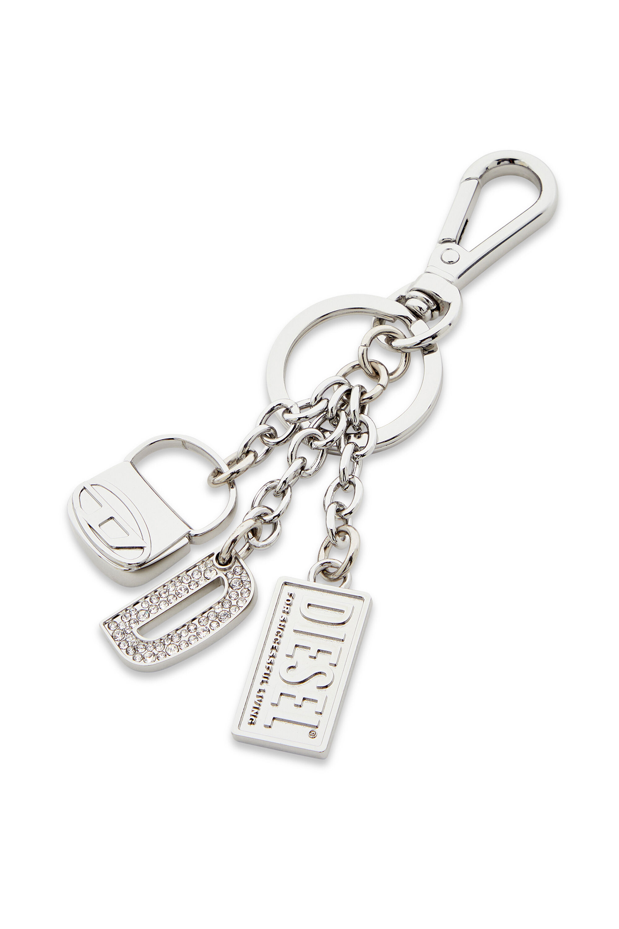 Diesel - 1DR KEY MULTICHARM, Portachiavi in metallo con charm logo Donna in Argento - 2