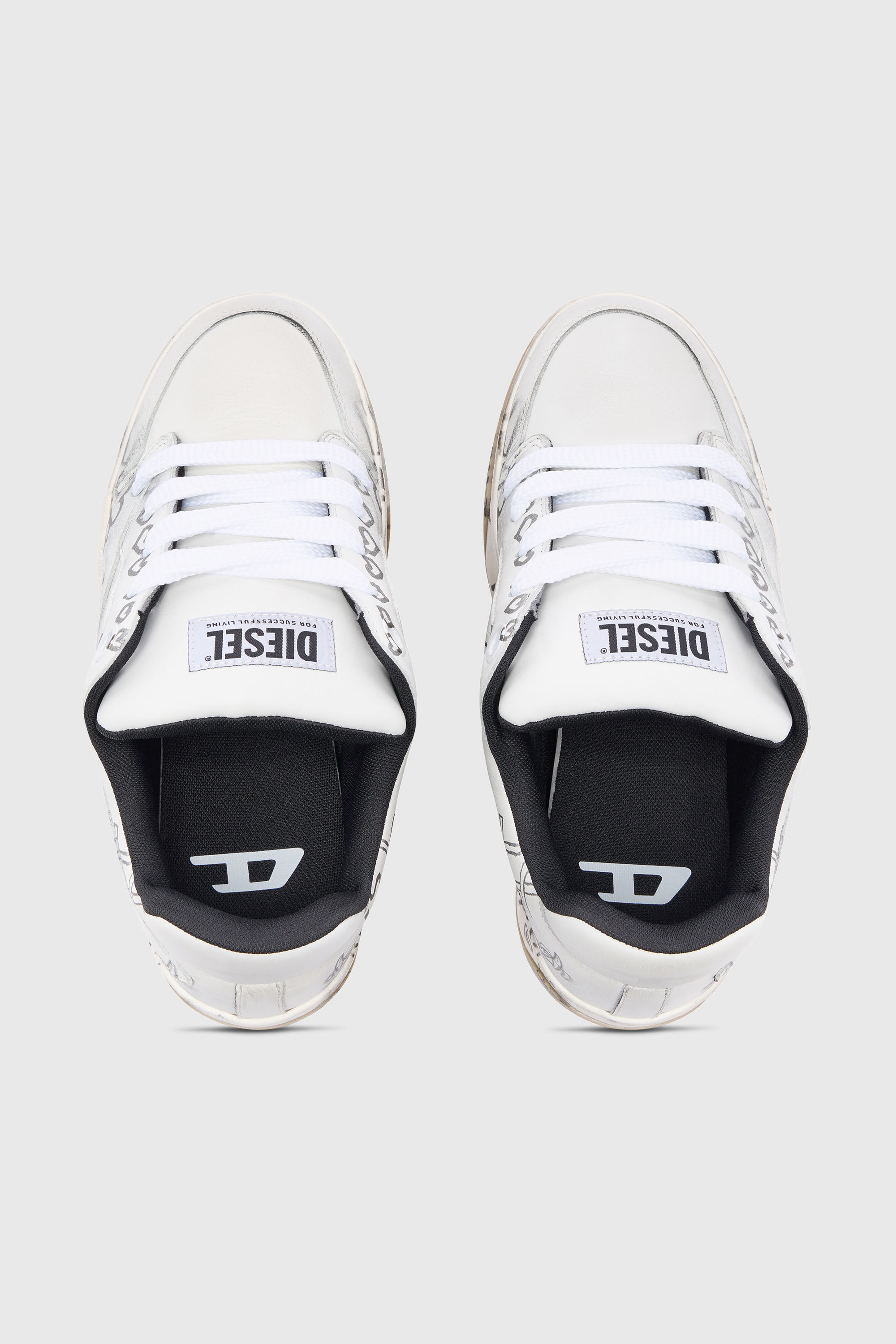 Diesel - S-D-OLLIE LOW, S-D-Ollie-Sneaker in pelle con stampa graffiti Uomo in Bianco - 6