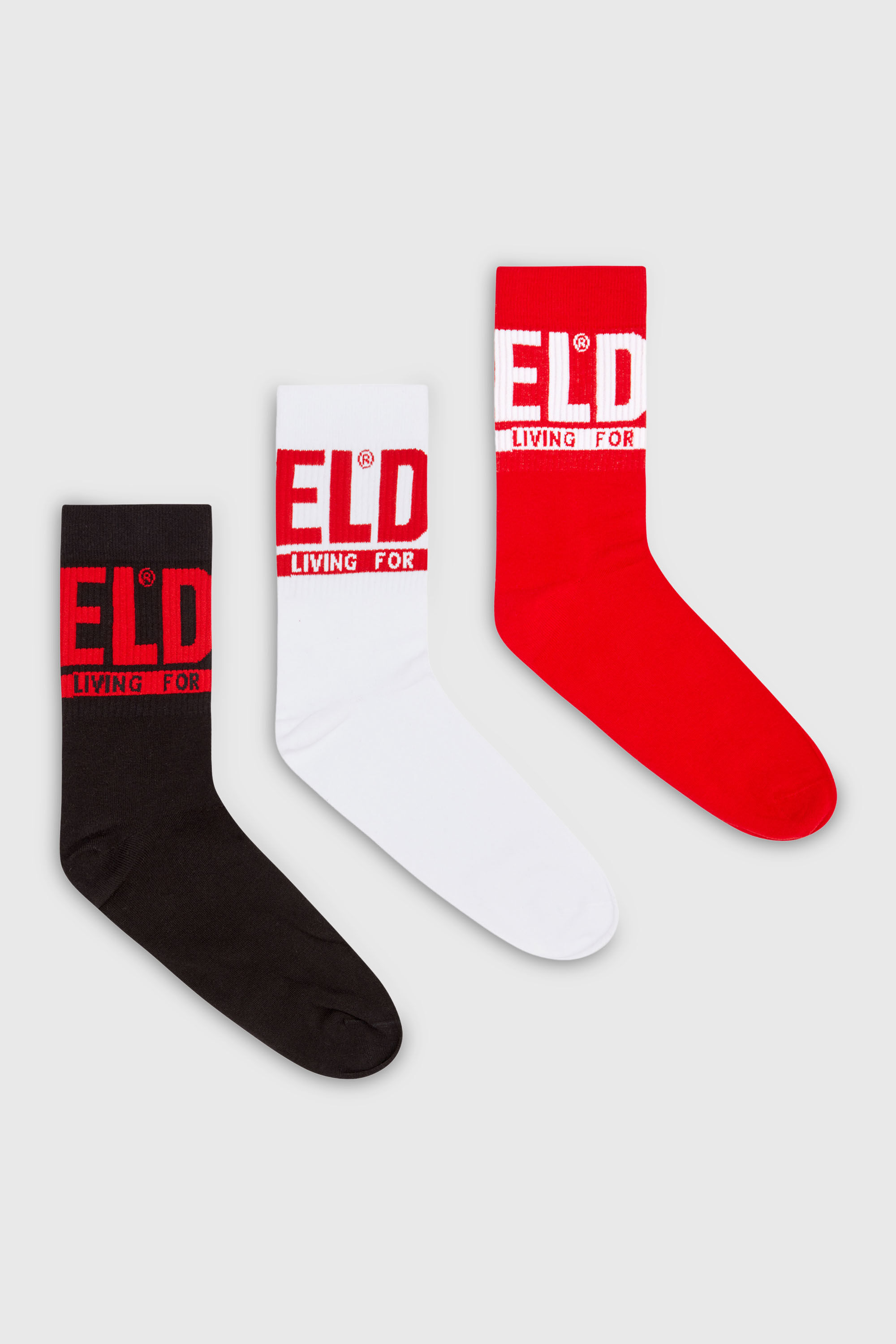 Diesel - SKM-RAY-THREEPACK, Set da tre calzini con logo sul polsino Uomo in Multicolor - 1