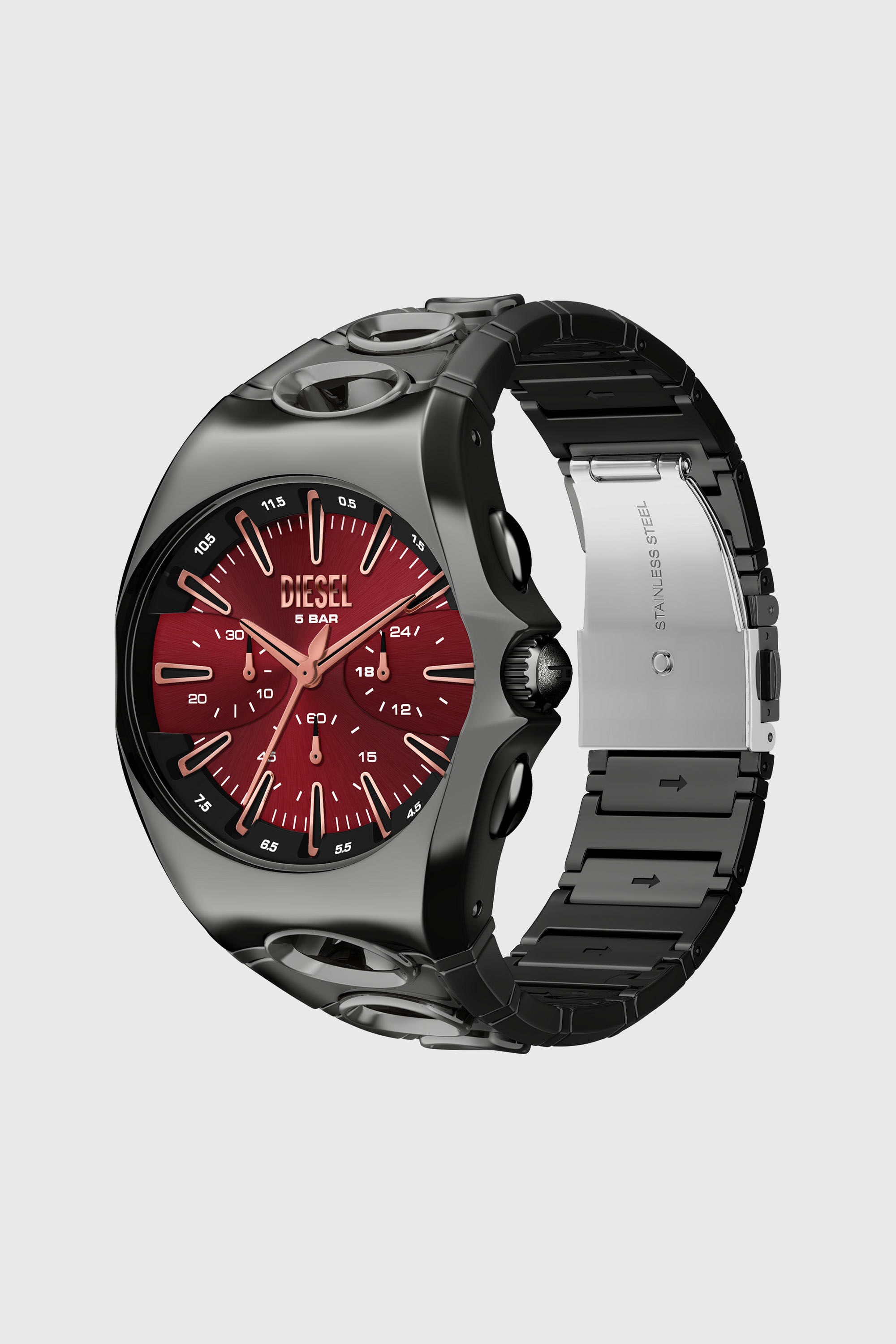 Diesel - DZ4726 WATCH, Man's D-Curve gunmetal stainless steel watch in Black - 7