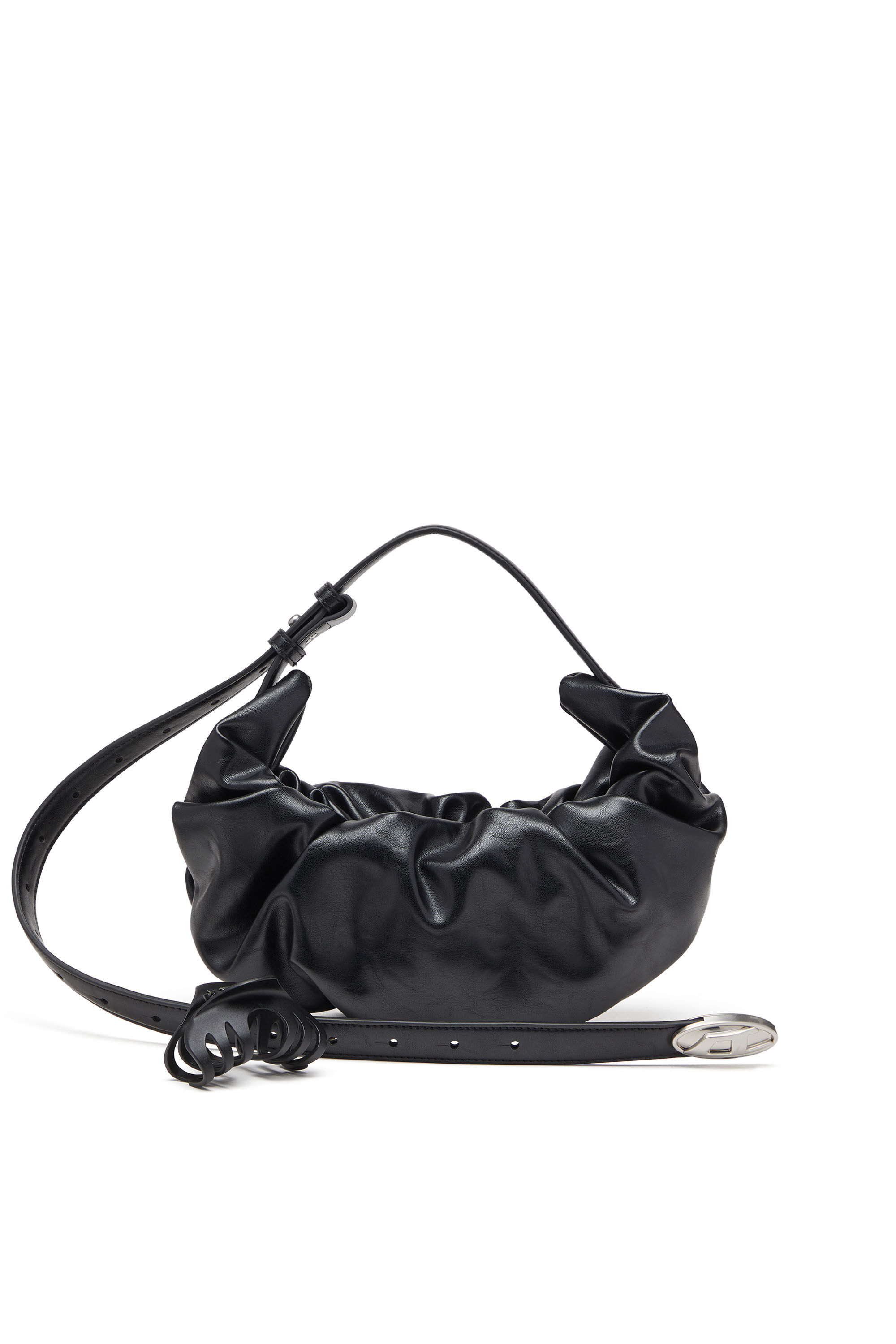 Diesel - GRAB-D HOBO S, Grab-D S-Borsa hobo piccola in PU lucido scrunched Donna in Nero - 7