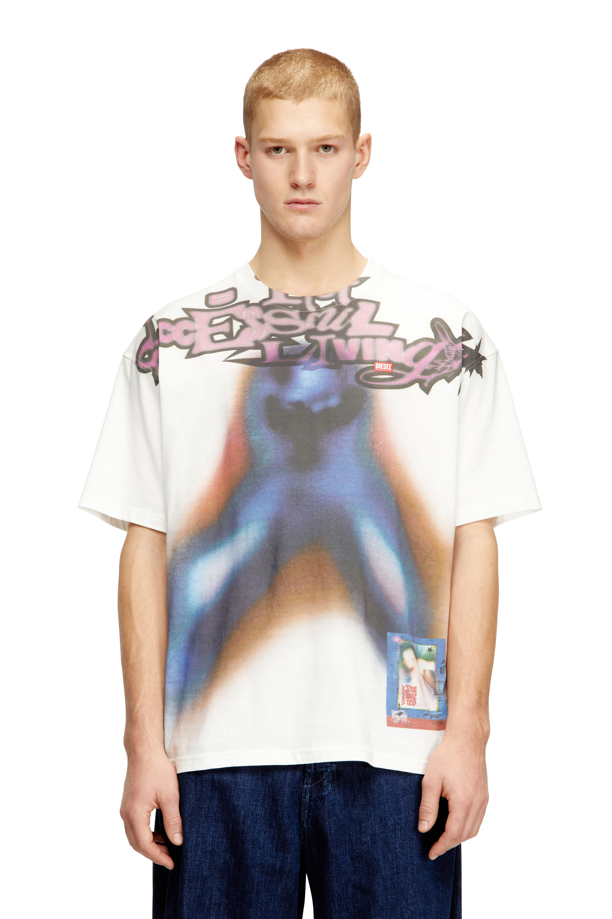Diesel - T-BOXT-V13, T-shirt in cotone rilassato con stampa digitale Uomo in Multicolor - 3