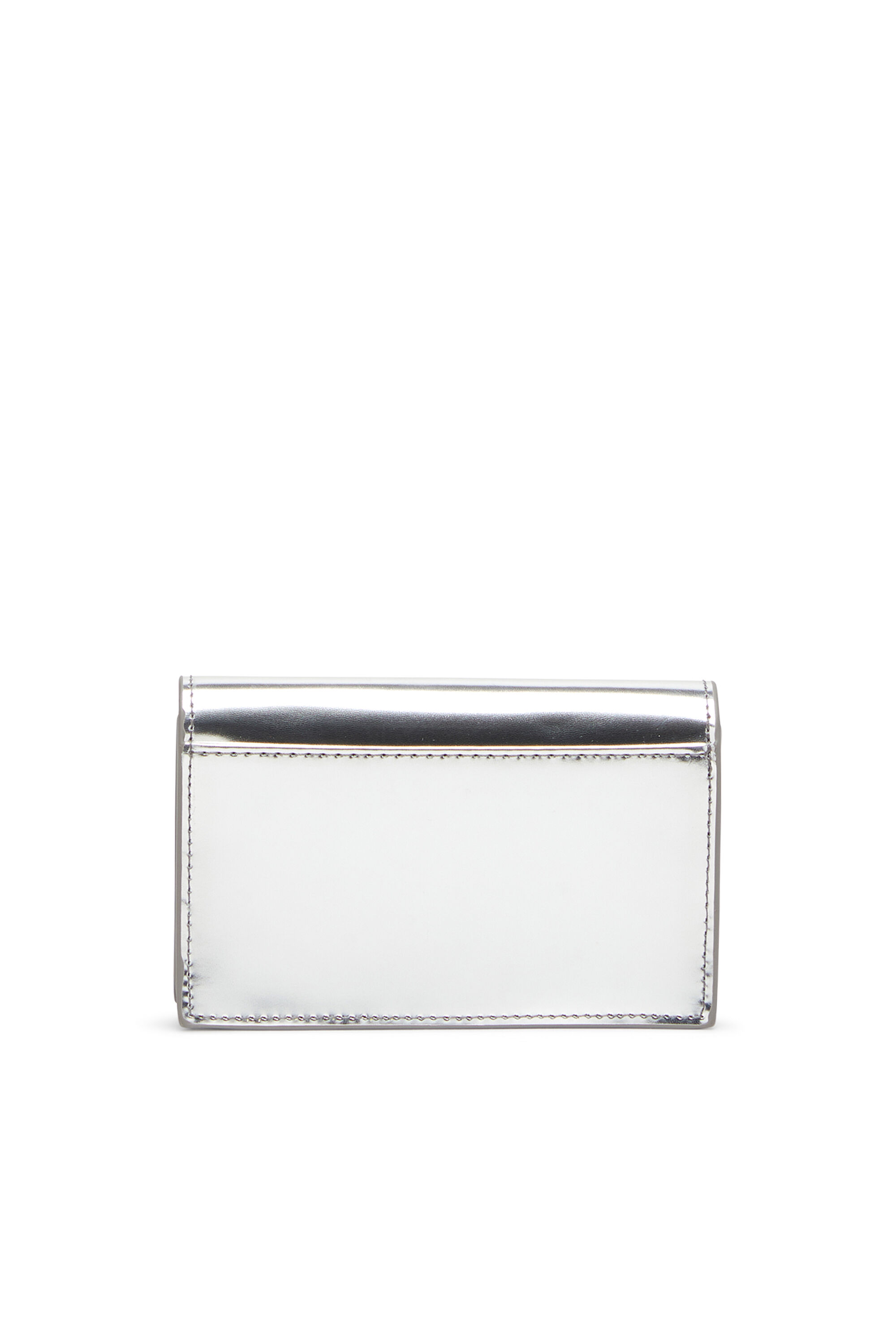 Diesel - 1DR CARD HOLDER IV, Woman's Metallic leather card holder in Silver - 2