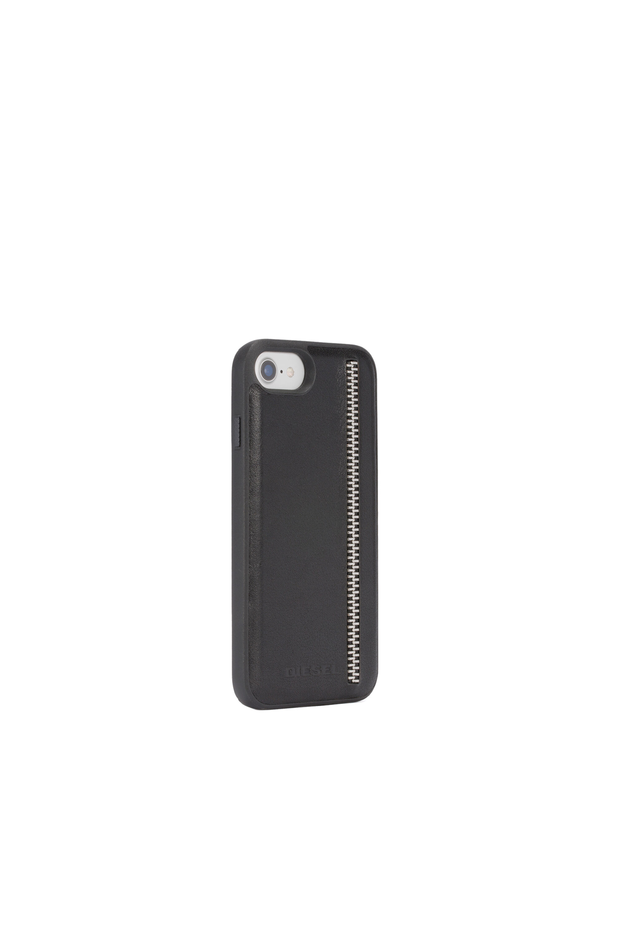 Diesel - ZIP BLACK LEATHER IPHONE 8/7/6s/6 CASE, Cover in pelle nera con zip, iPhone 8/7/6s/6 Unisex in Nero - 4