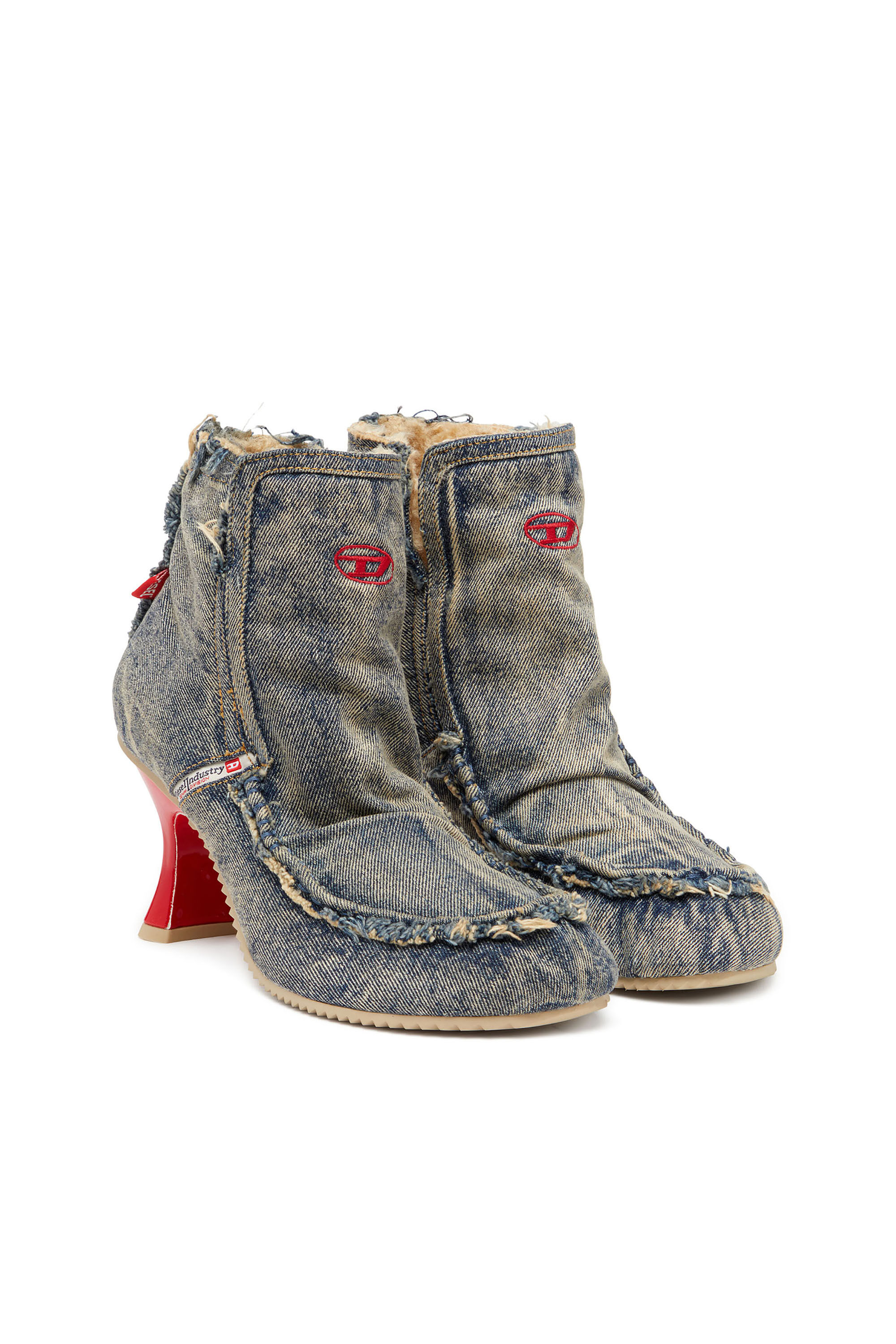 Diesel - D-WOODSTOCK HEEL AB, D-Woodstock - Stivali in denim con tacco Donna in Blu - 2