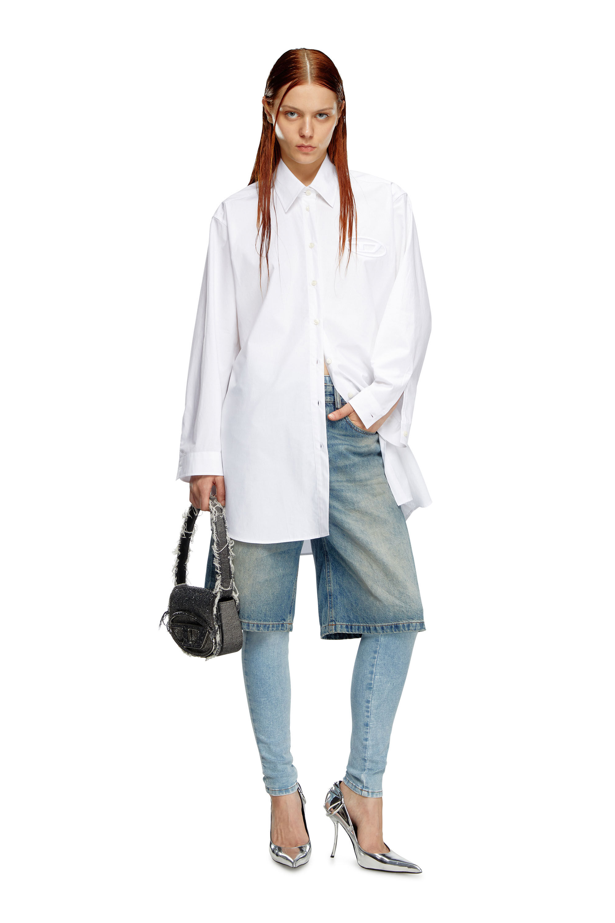 Diesel - 1DR, 1DR-Iconica borsa a spalla in denim e cristalli Donna in Nero - 6
