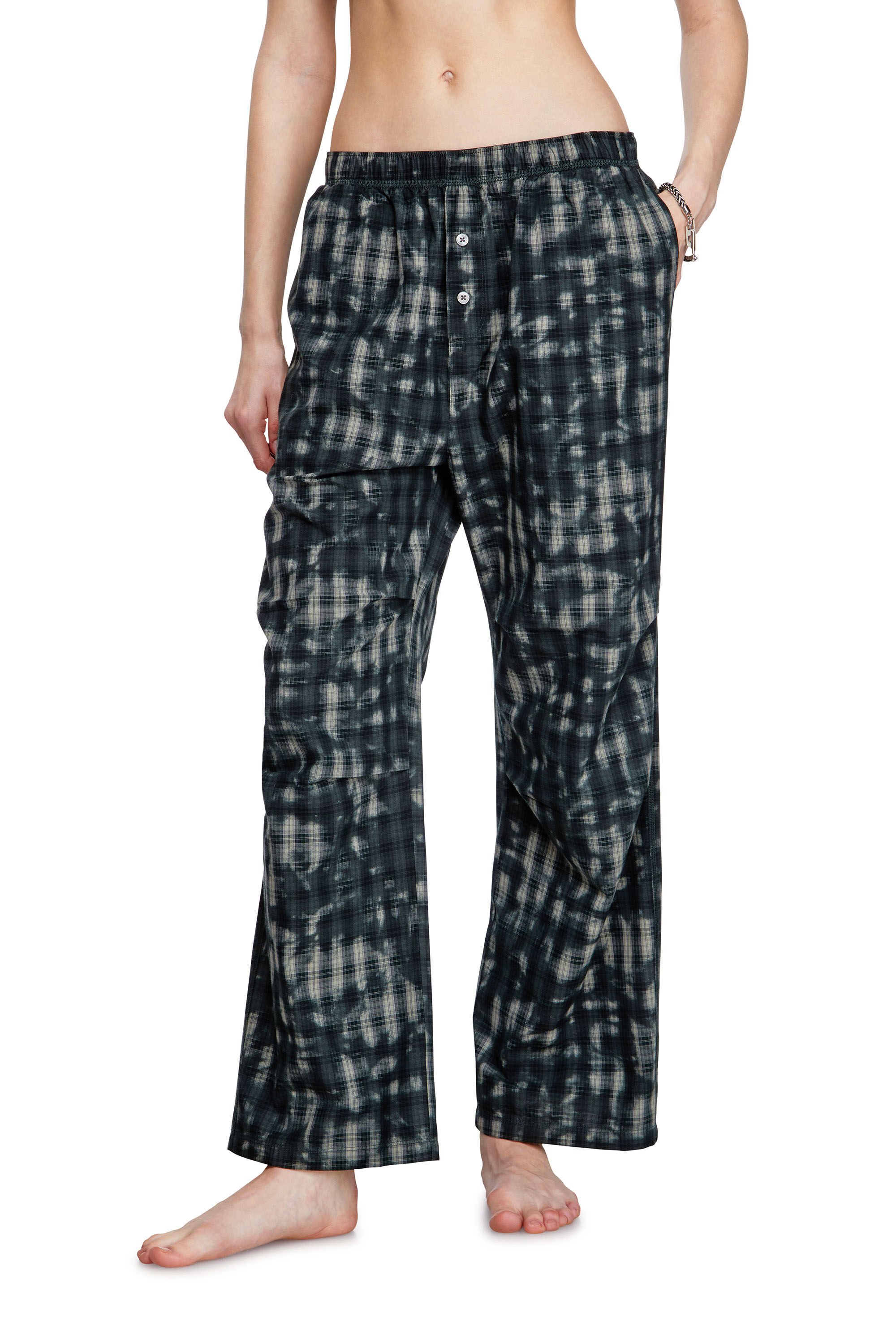 Diesel - VINCE-UTLT, Pantaloni pigiama con stampa check Unisex in Verde - 2