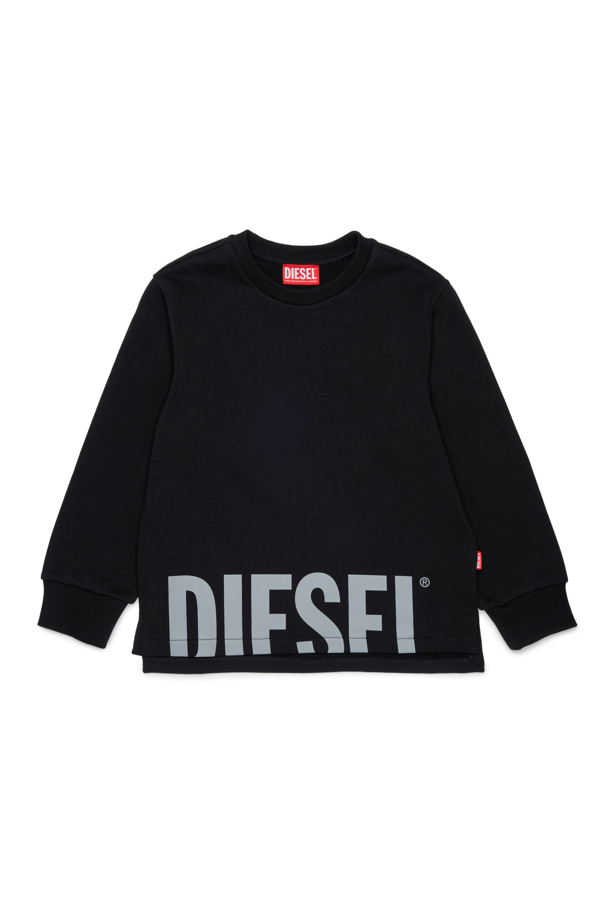Diesel - SRES OVER, Felpa cut-off con stampa logo Uomo in Nero - 1