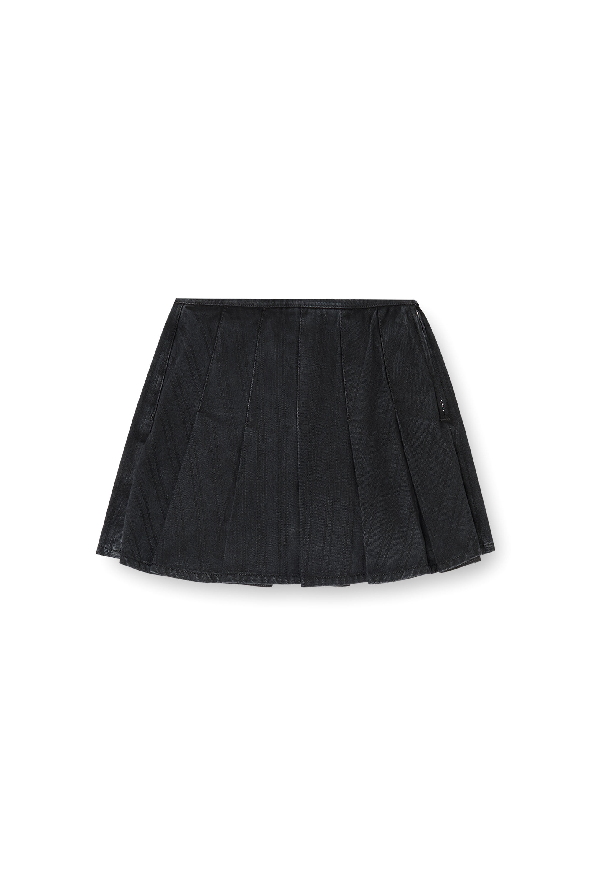 Diesel - DE-SHERO, Gonna pantalone plissettata in denim a righe Donna in Nero - 2