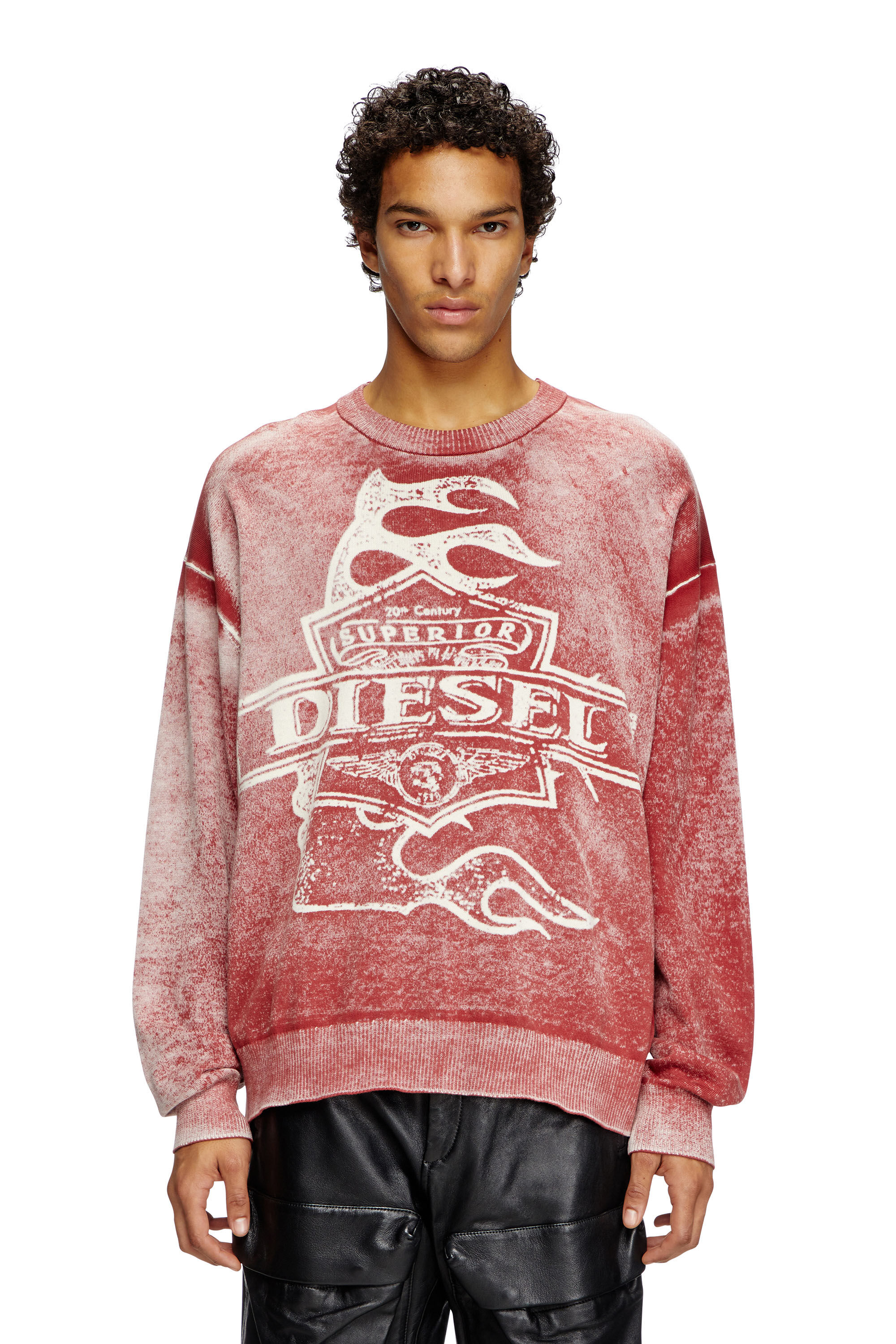 Diesel - K-BELEZ, Maglia con logo stampato al contrario Uomo in Rosso - 3