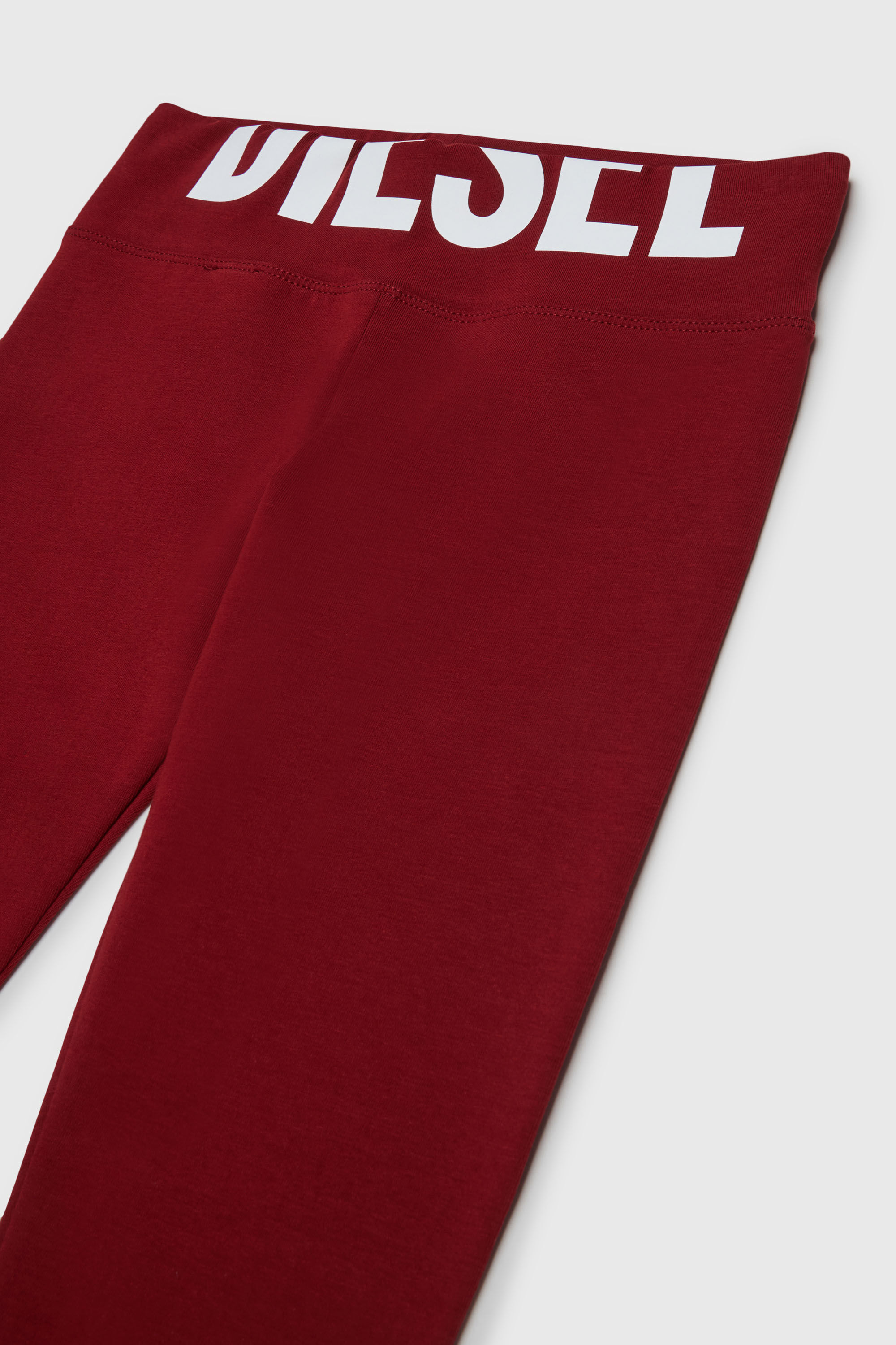 Diesel - PCEFY, Leggings in cotone con logo tagliato Donna in Rosso - 3