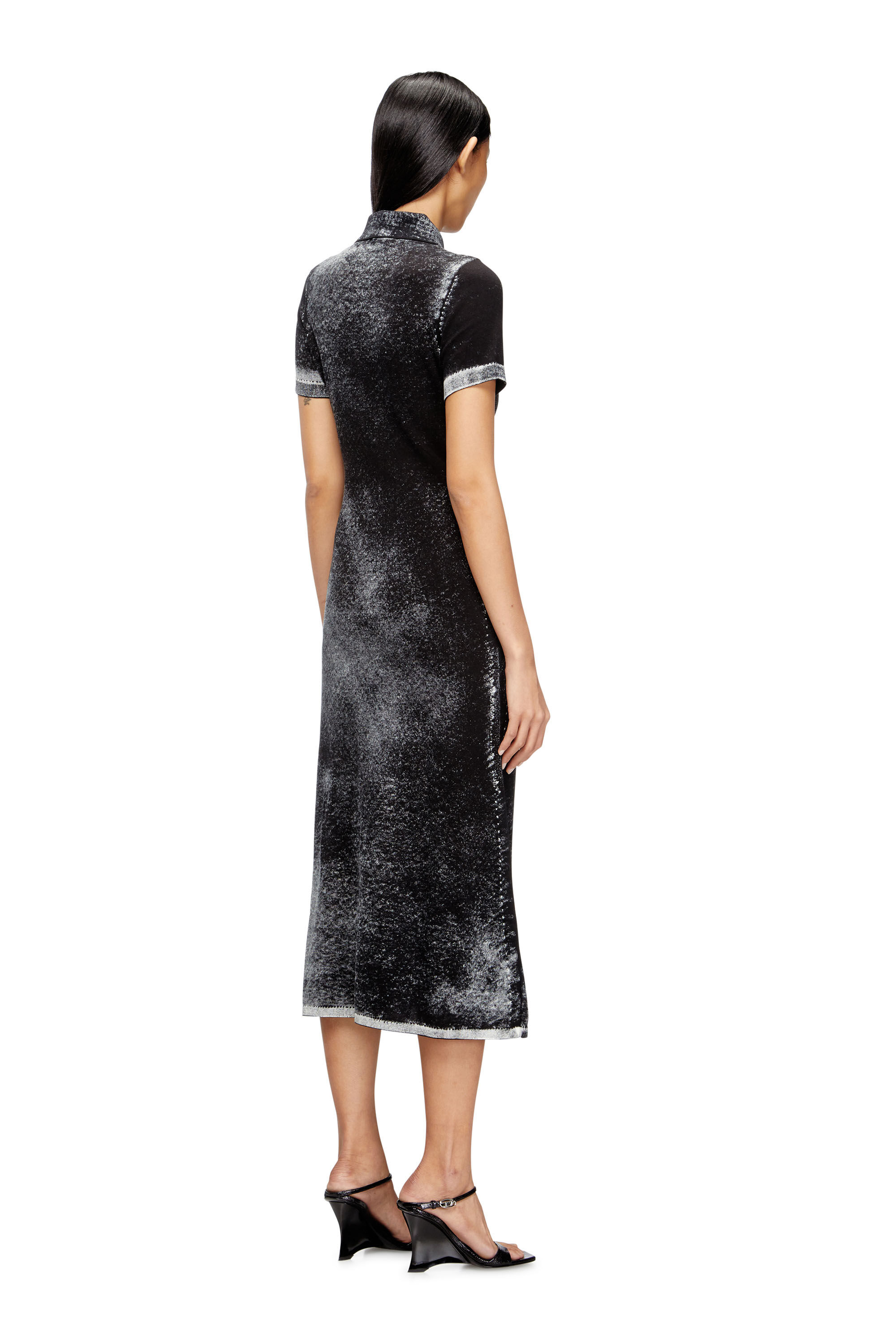 Diesel - M-LOURENS, Midi polo dress in reverse-printed knit Donna in ToBeDefined - 4