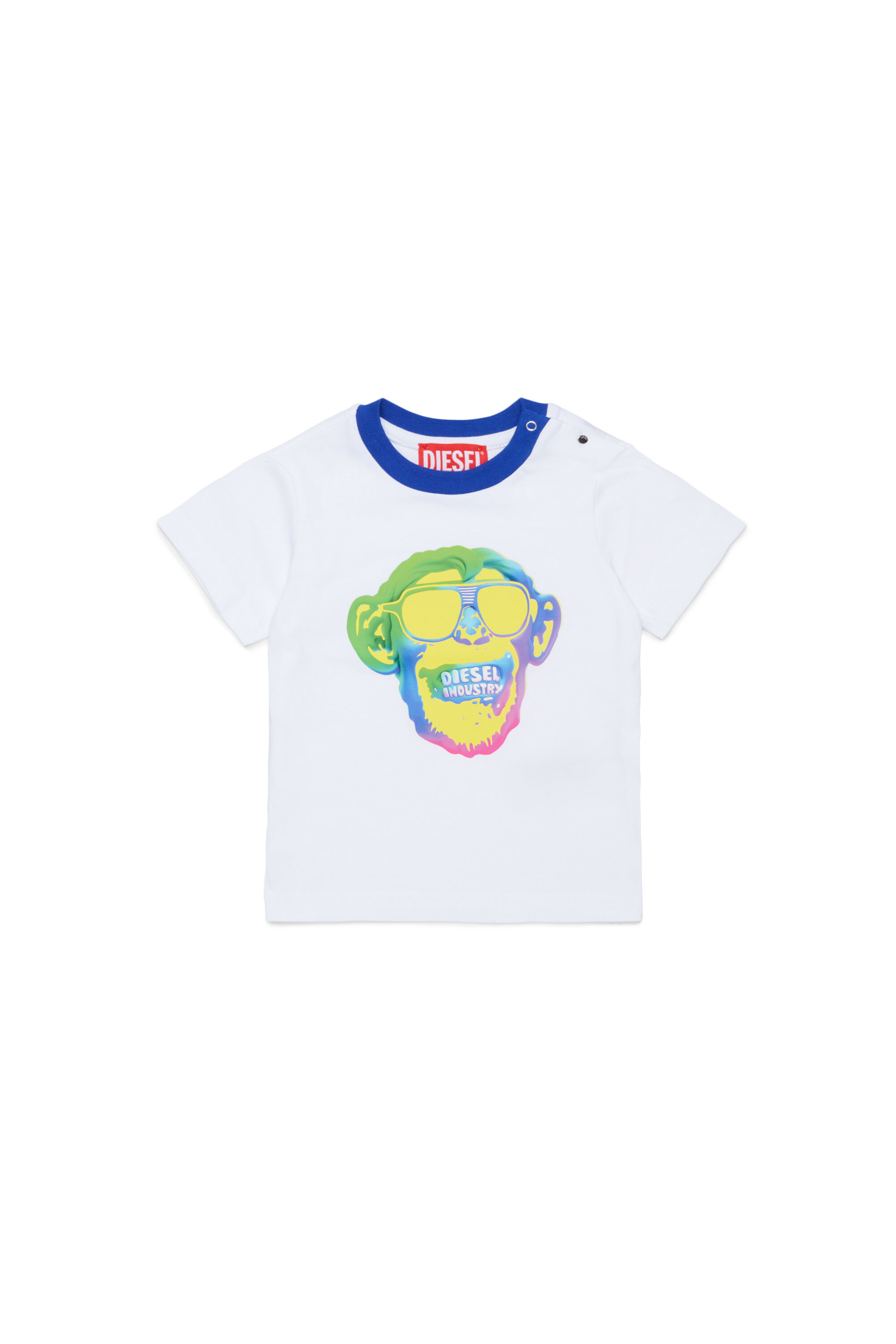 Diesel - TOKEYB, T-shirt in cotone con stampa scimmia Uomo in Bianco - 1
