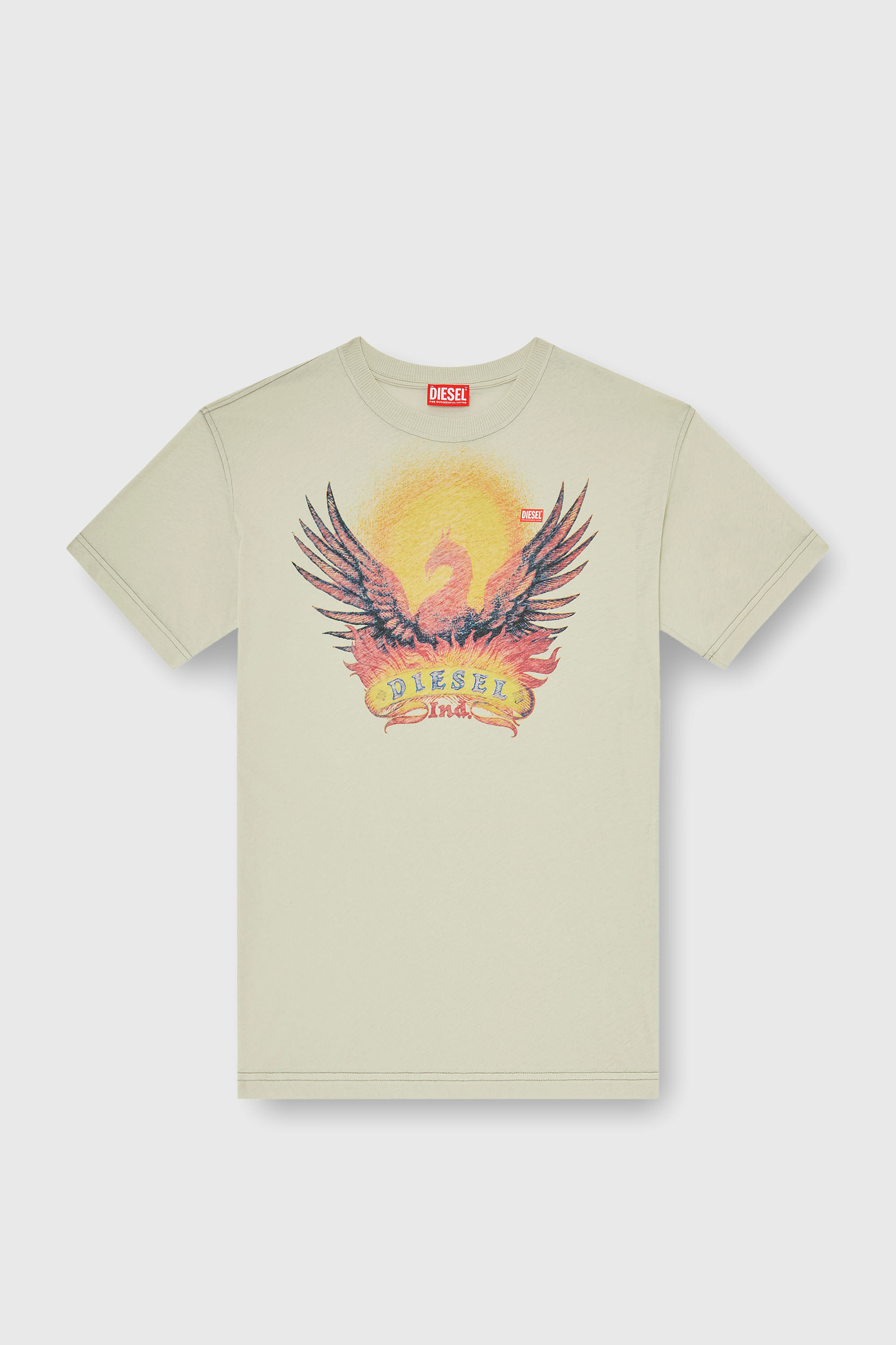Diesel - T-NORM-AA1, T-shirt regular con stampa Phoenix Uomo in Beige - 2
