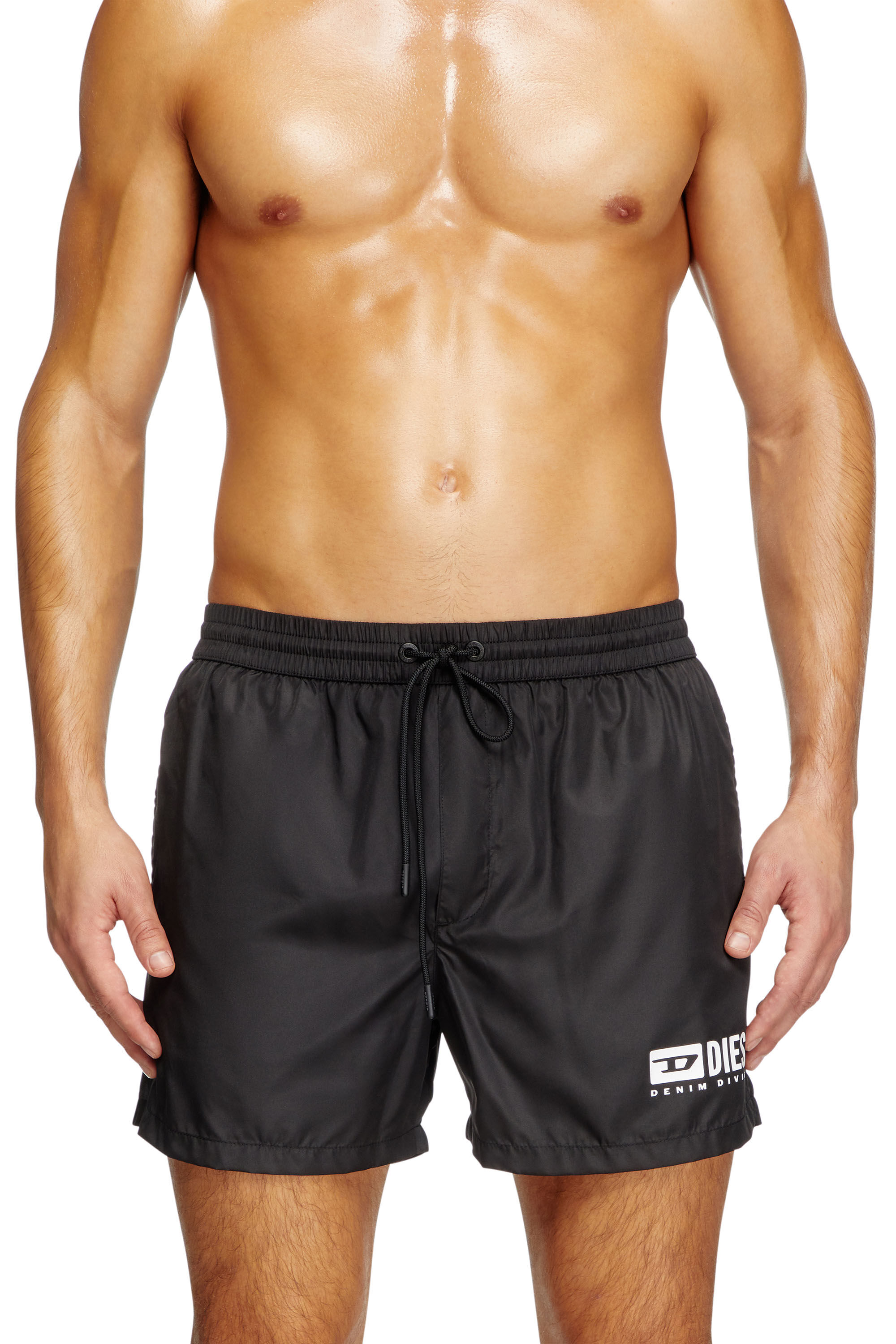 Diesel - KEN-37-D-BOX, Pantaloncini da mare con stampa logo Uomo in Nero - 1