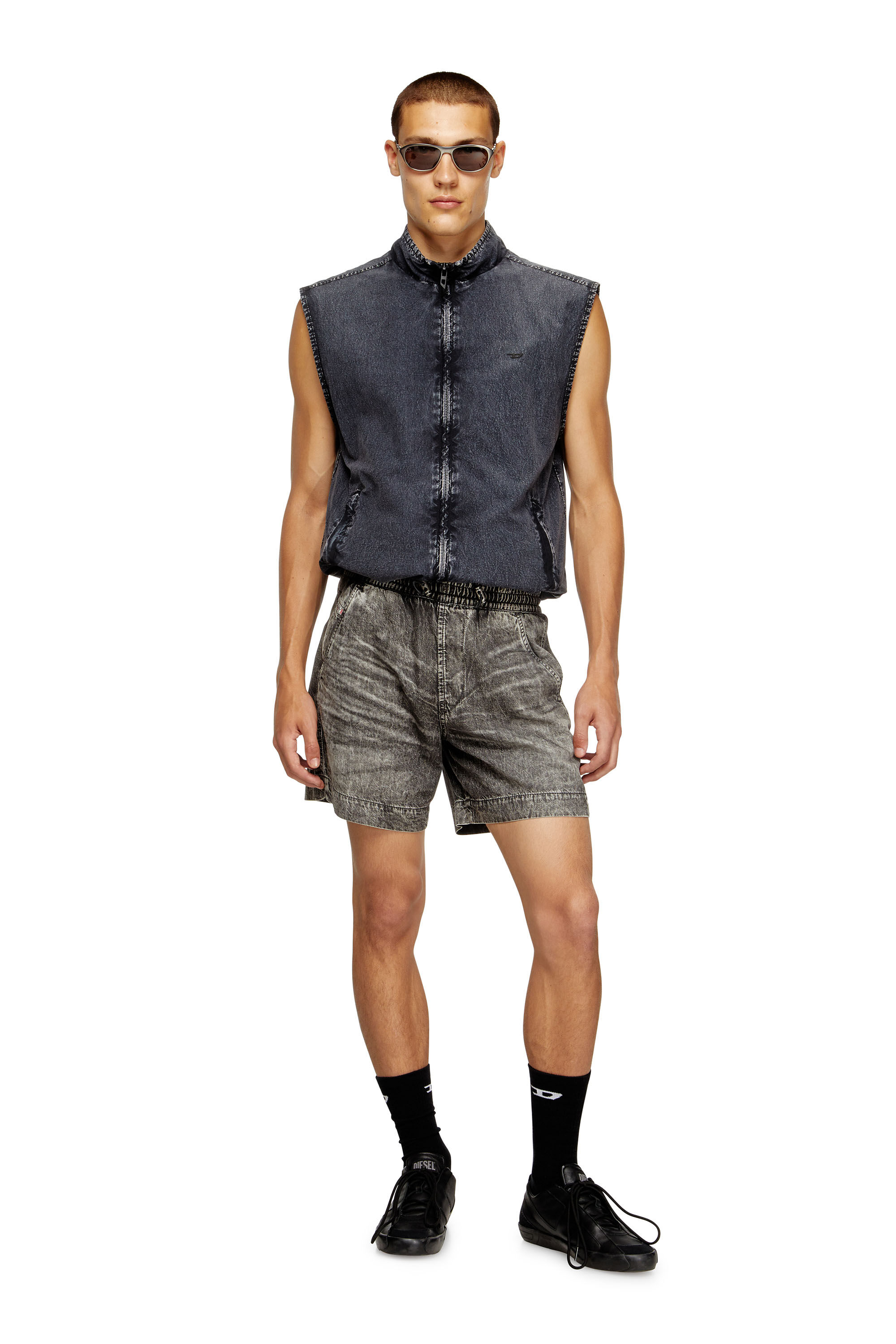 Diesel - D-TENNI-S1, Short in denim marmorizzato Unisex in Nero - 3