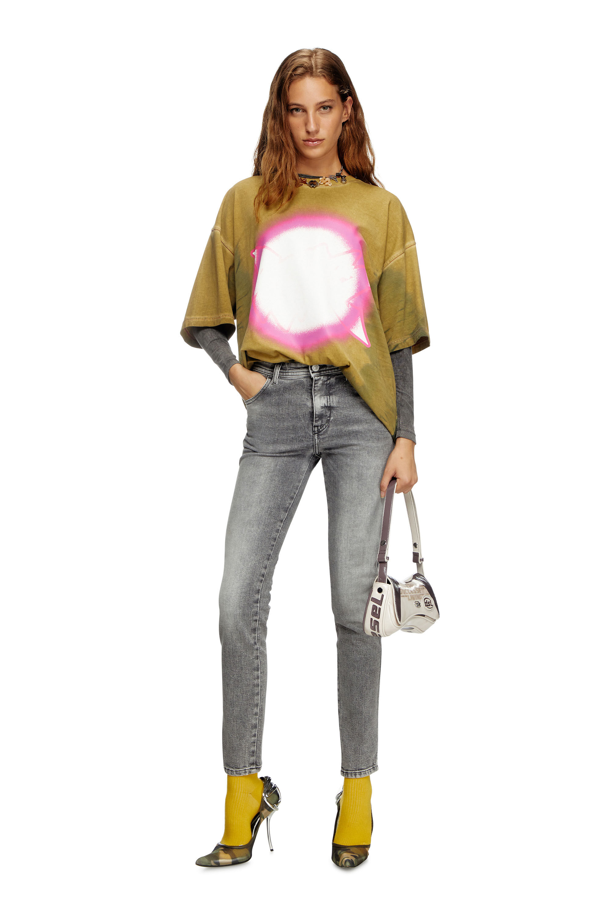 Diesel - Skinny Jeans 2015 Babhila 09L41 Donna, Grigio Chiaro - Image 1