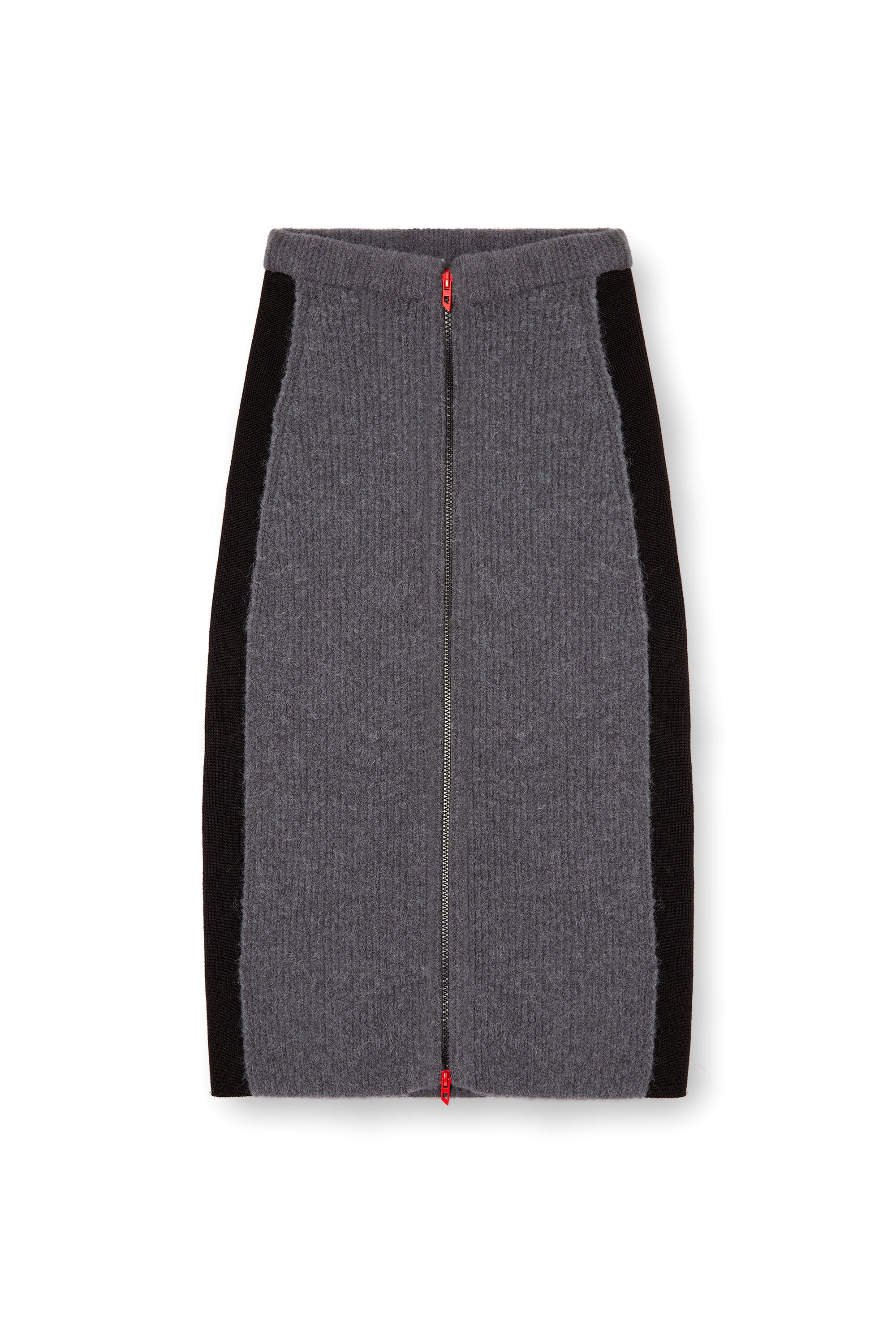 Diesel - M-LOUSI, Gonna midi in alpaca con zip frontale Donna in Grigio - 2
