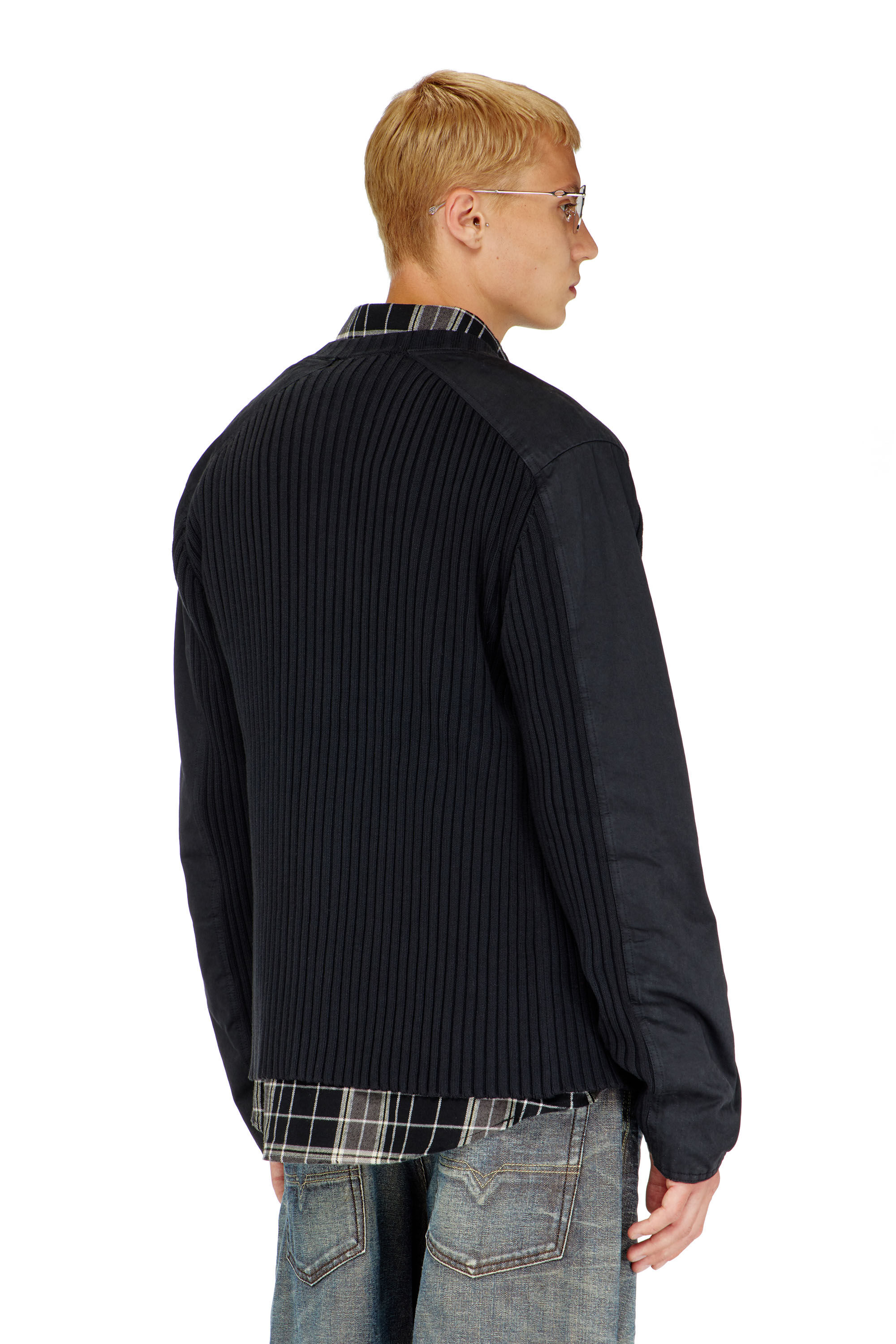 Diesel - K-MATTY, Cardigan con zip e pannelli utility Uomo in Nero - 4