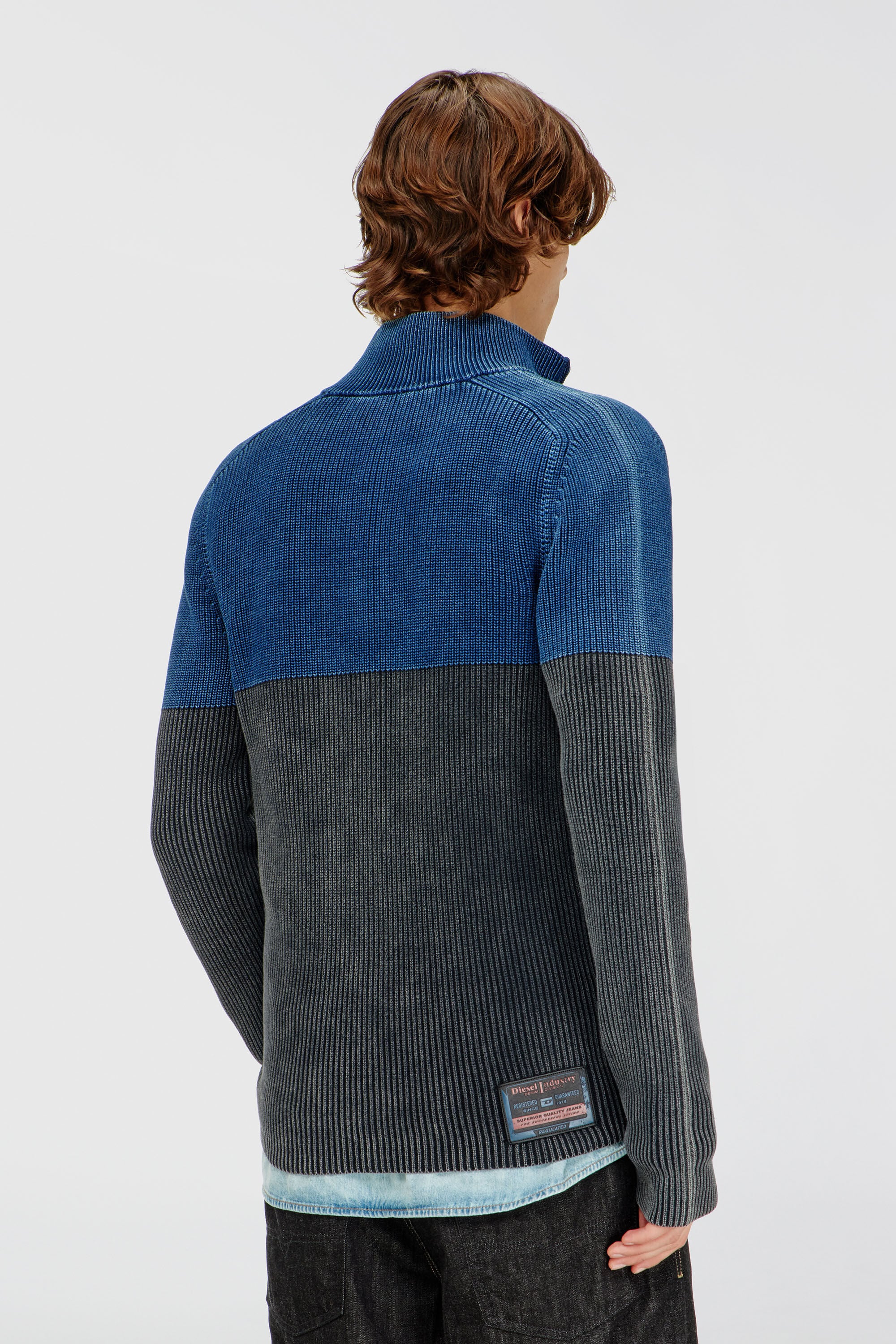 Diesel - K-HERMOS, Cardigan con zip effetto denim bicolore Uomo in Multicolor - 3
