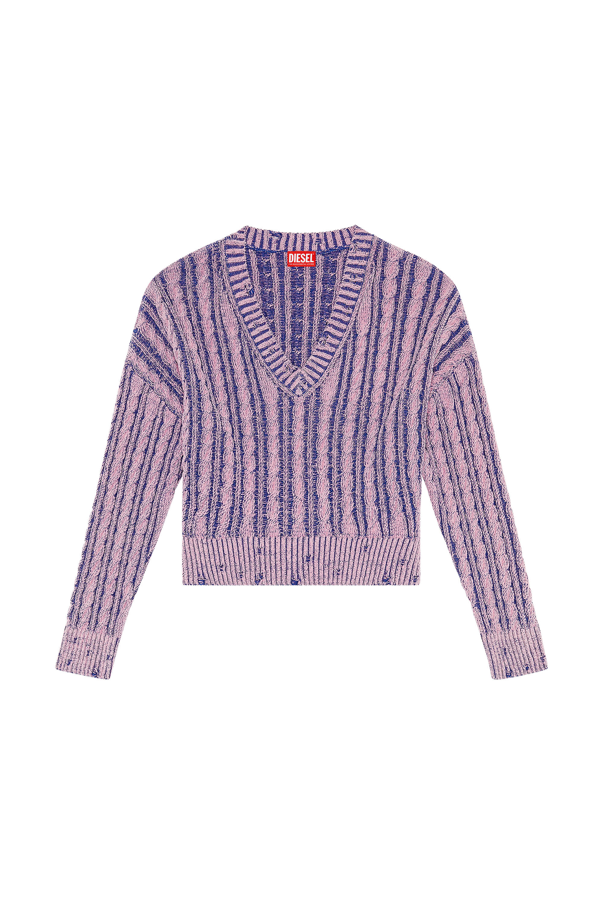 Diesel - M-OXIA, Maglione in cotone bicolore Donna in Viola - 2