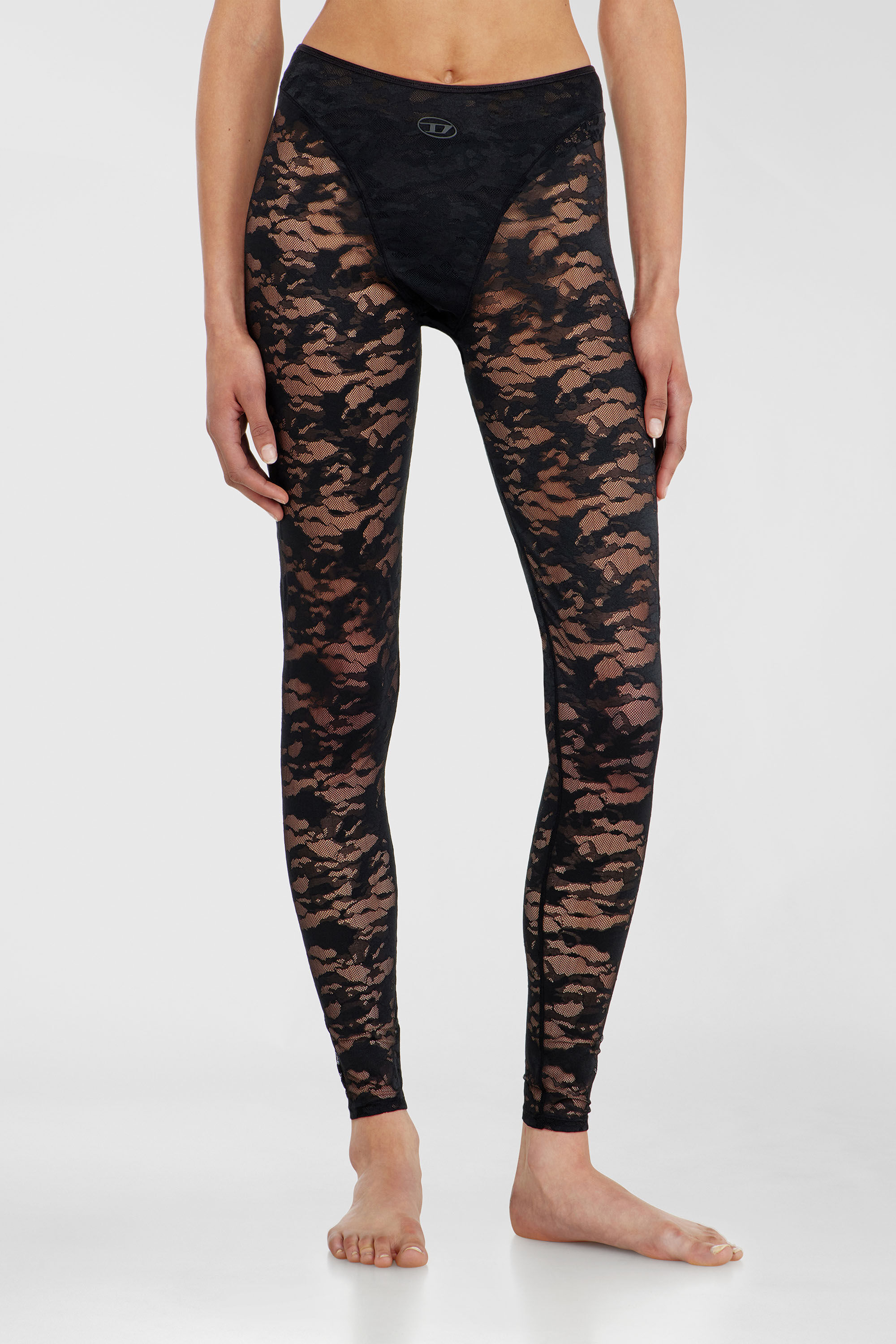 Diesel - HAYLEY-UTLT, Leggings in nylon pizzo camouflage Donna in Nero - 3
