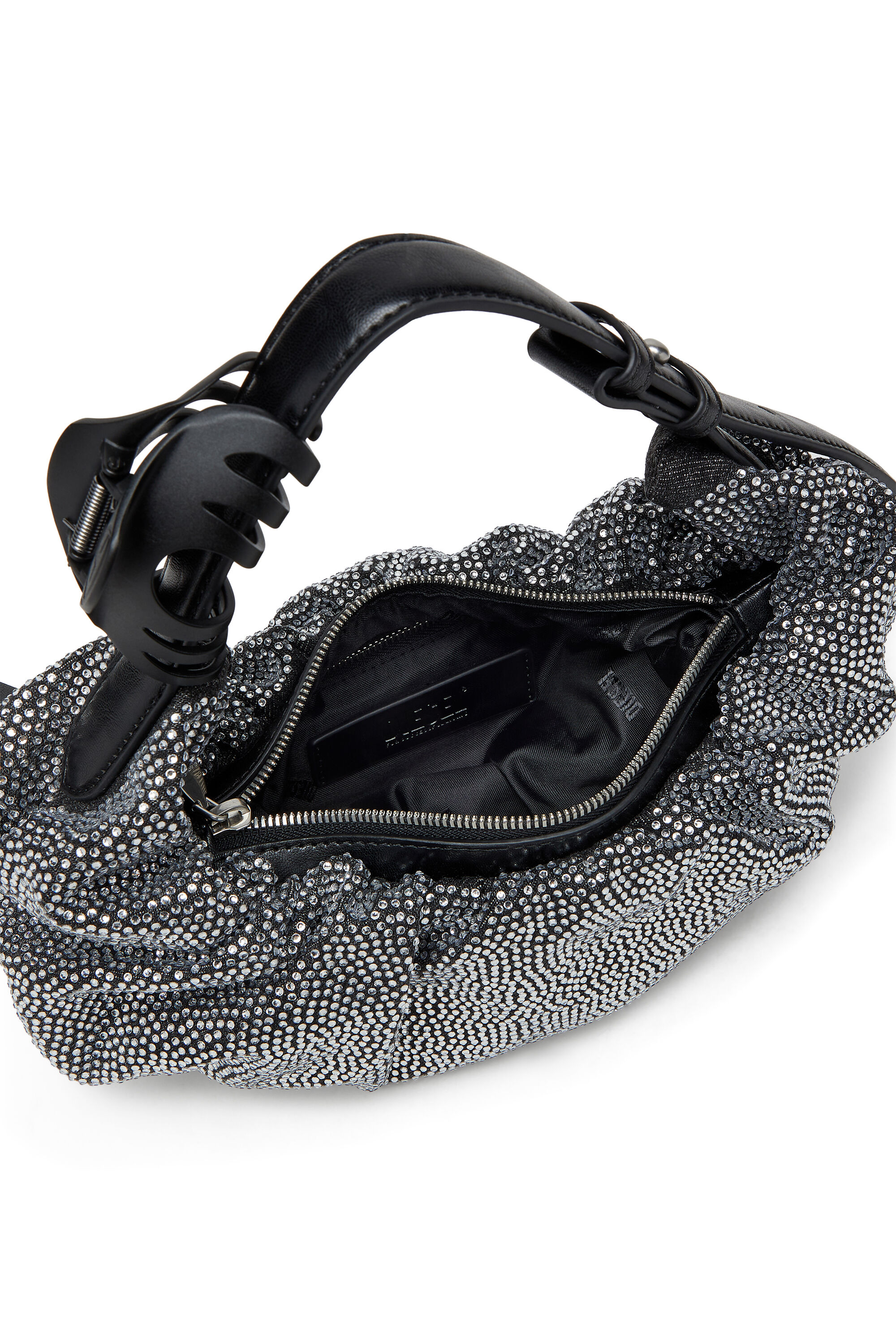 Diesel - GRAB-D HOBO S, Grab-D S-Borsa hobo piccola in denim scrunched con cristalli Donna in Nero - 3